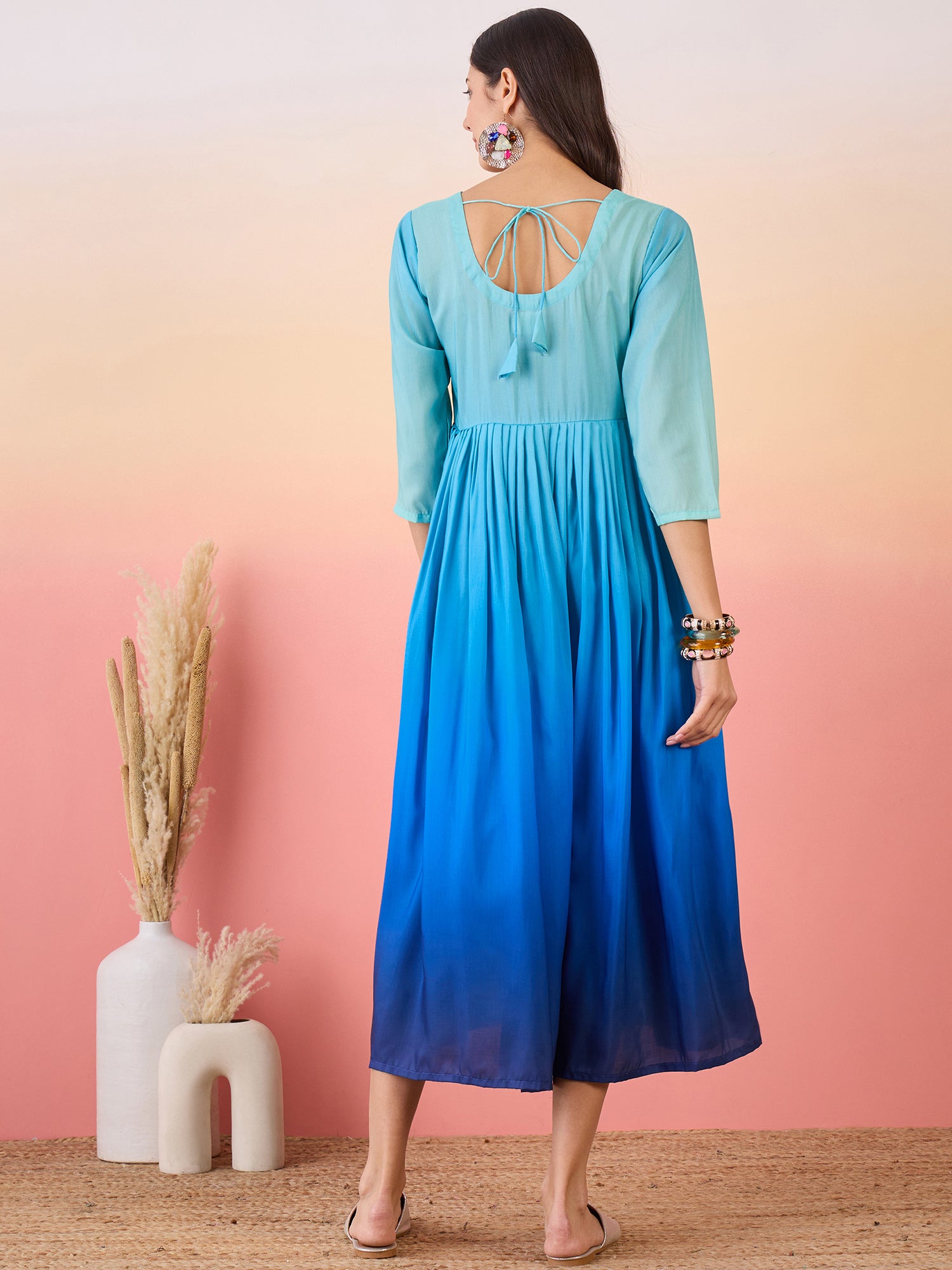 Light Aqua Blue Dyed Sweetheart Neck Long Anarkali Kurta