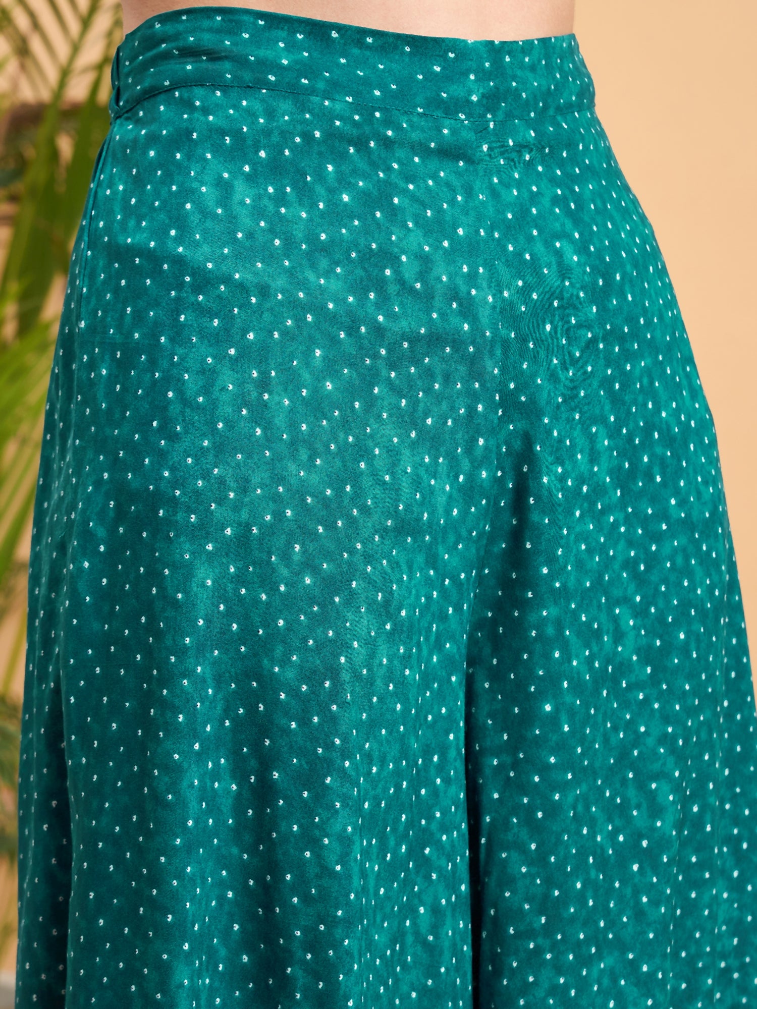 Teal Dot Print One Shoulder Palazzo Set