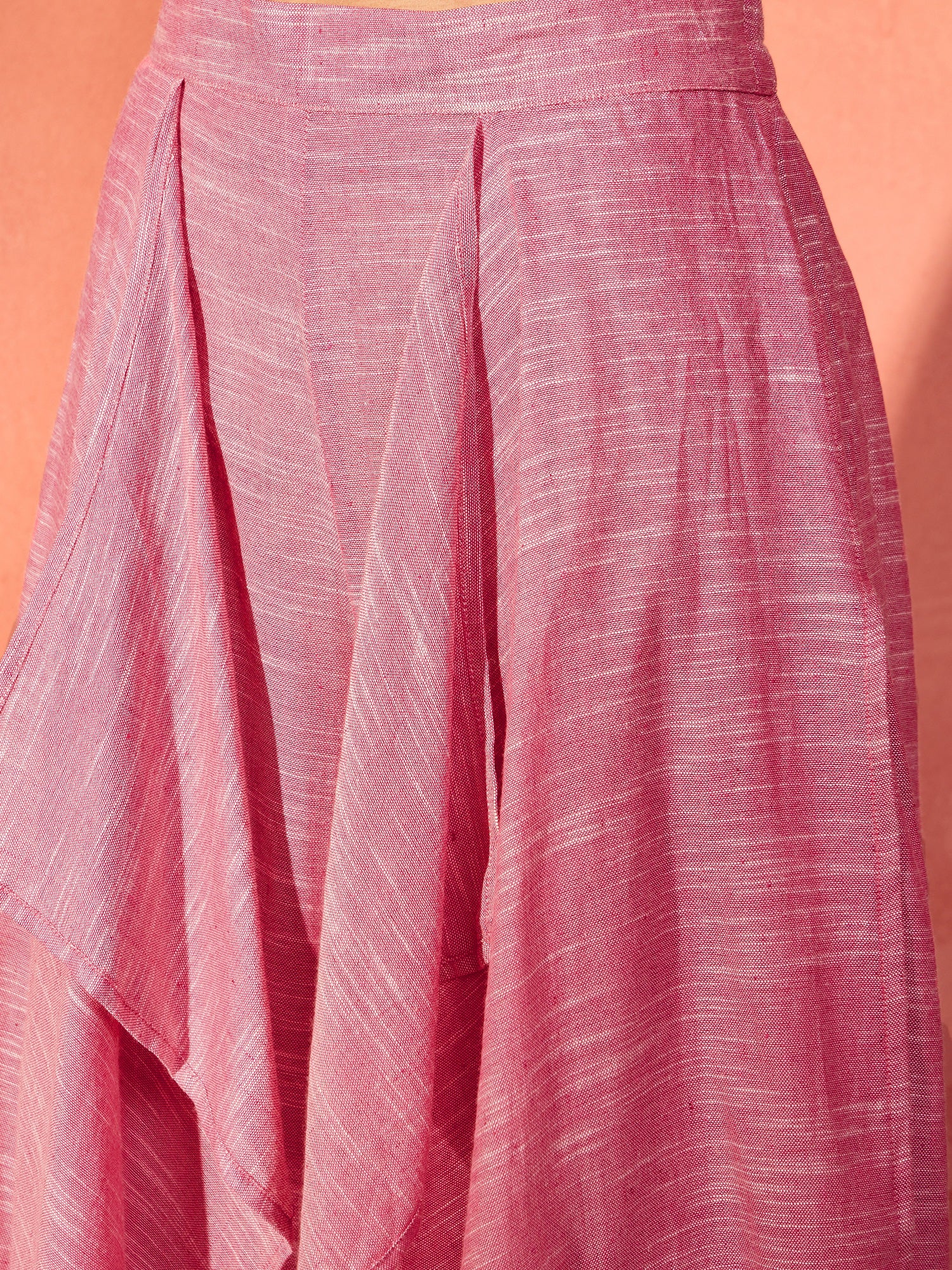 Sweet Pink Handloom Cowl Co-Ord Set