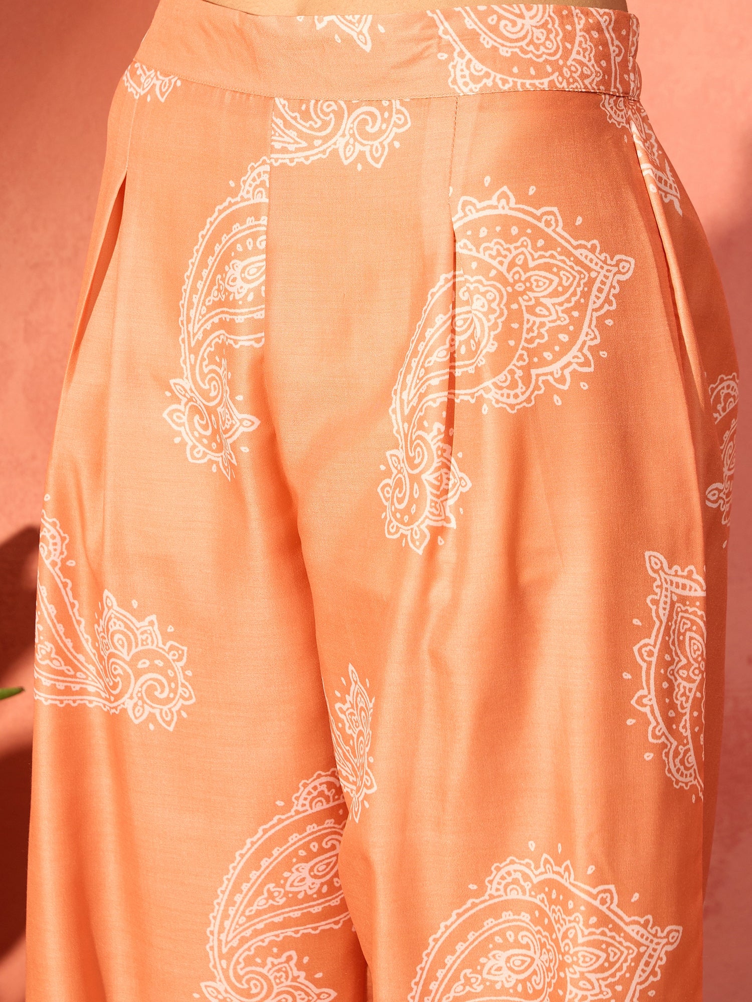 Halloween Orange Paisley Short Kurta Set