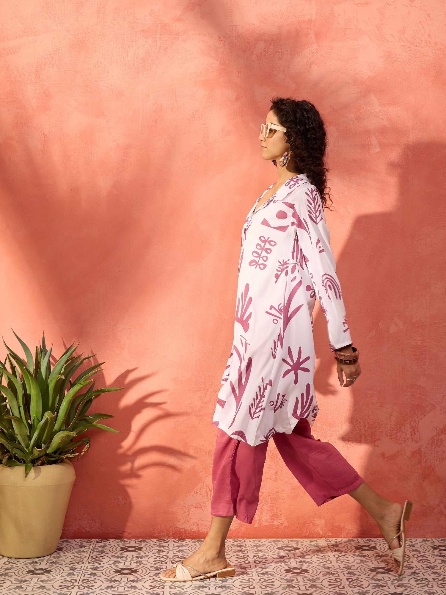 Pink Dazzle Blazer Kurta Pant Set