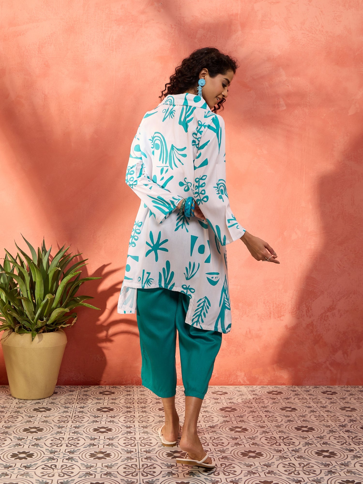 Seagreen Grass Blazer Kurta Solid Narrow Pant Set