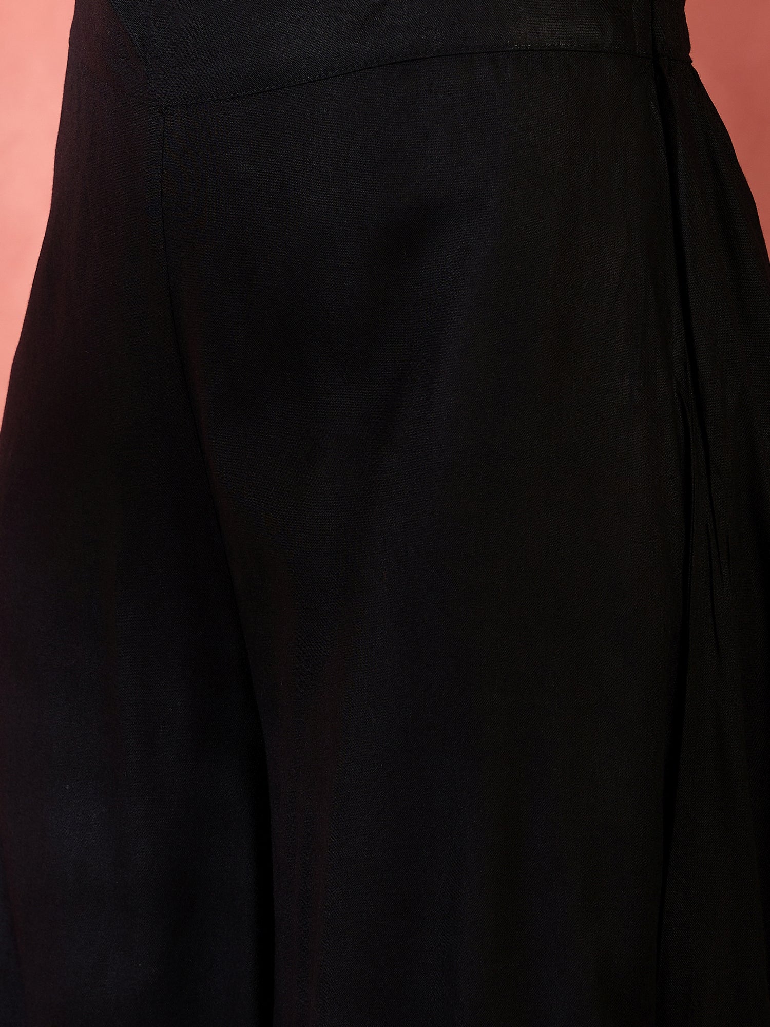 Black V-Neck Flared Kurta Short Palazzo Set