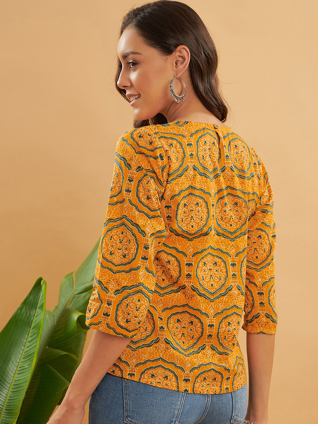 Haldi Yellow Mughal Kalamkari Top