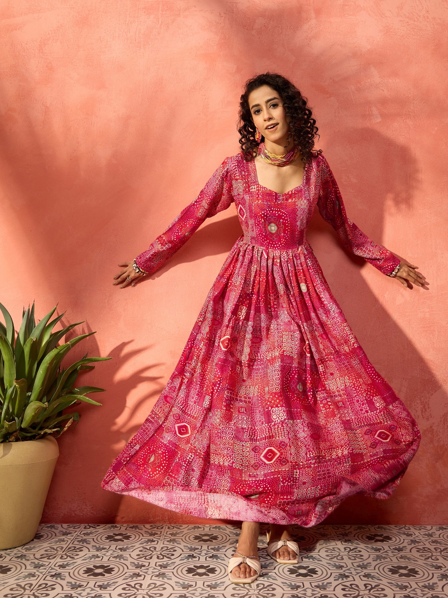 Fuchsia Sweetheart Neck Anarkali Kurta