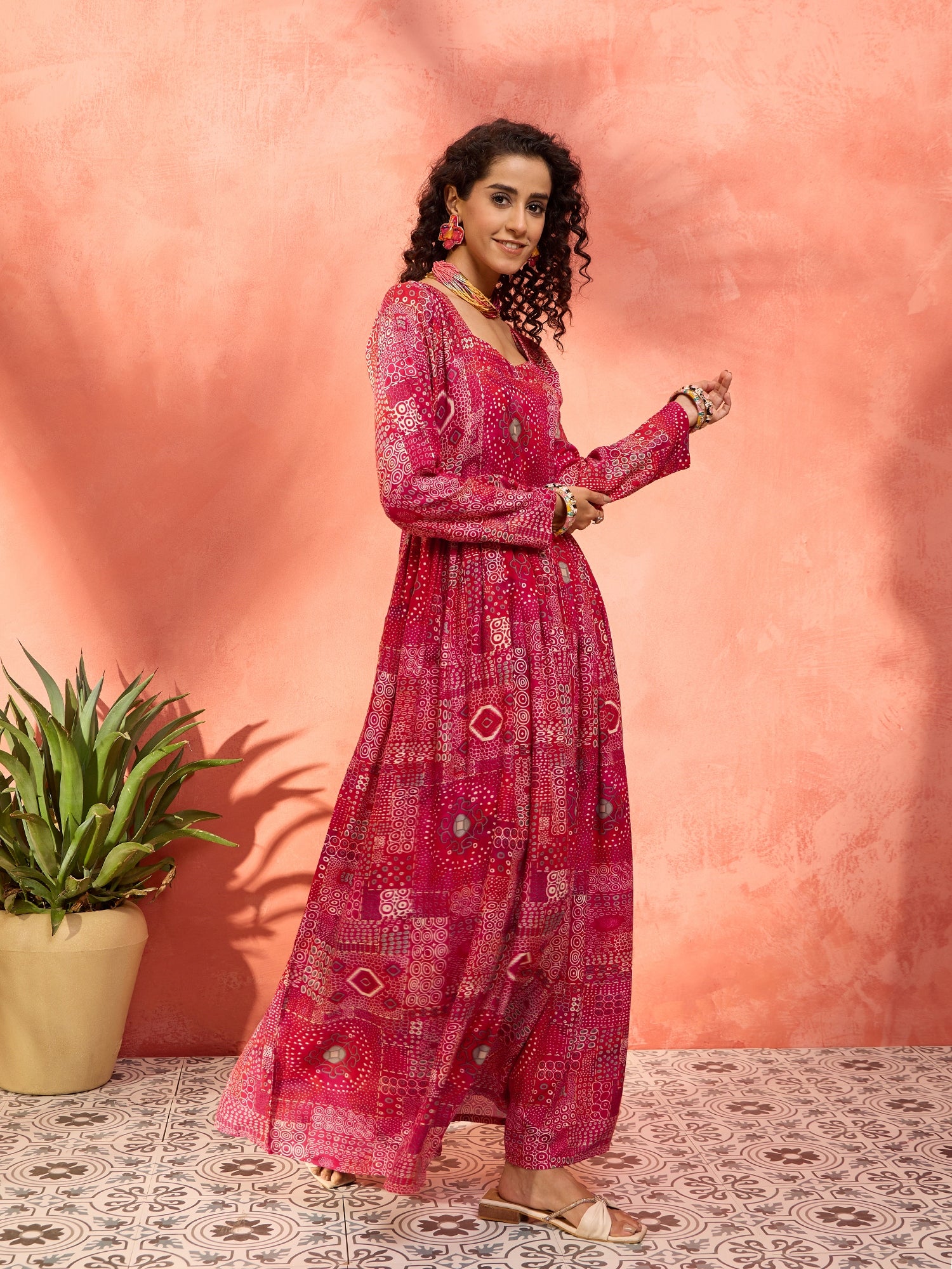 Fuchsia Sweetheart Neck Anarkali Kurta