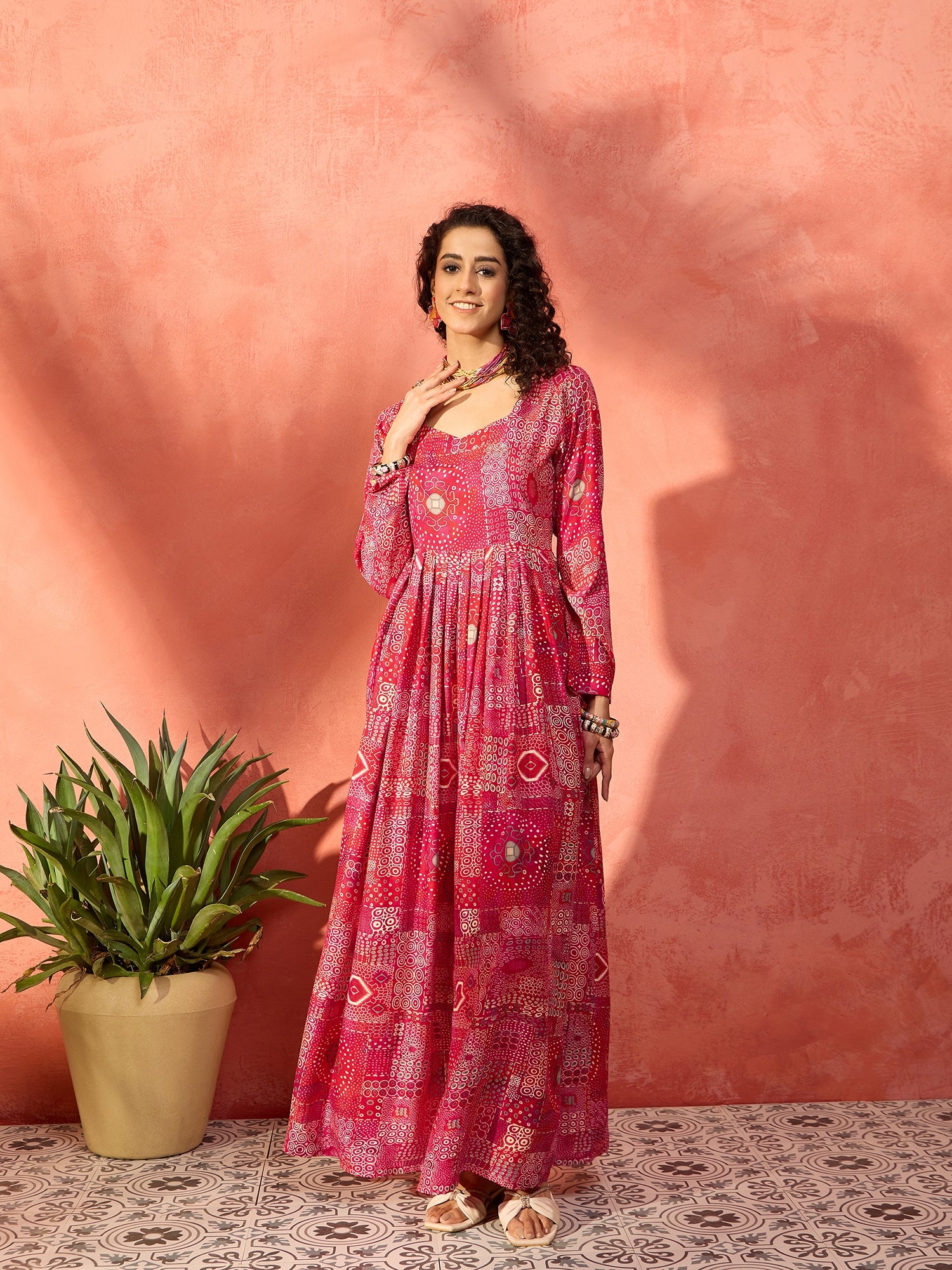 Fuchsia Sweetheart Neck Anarkali Kurta