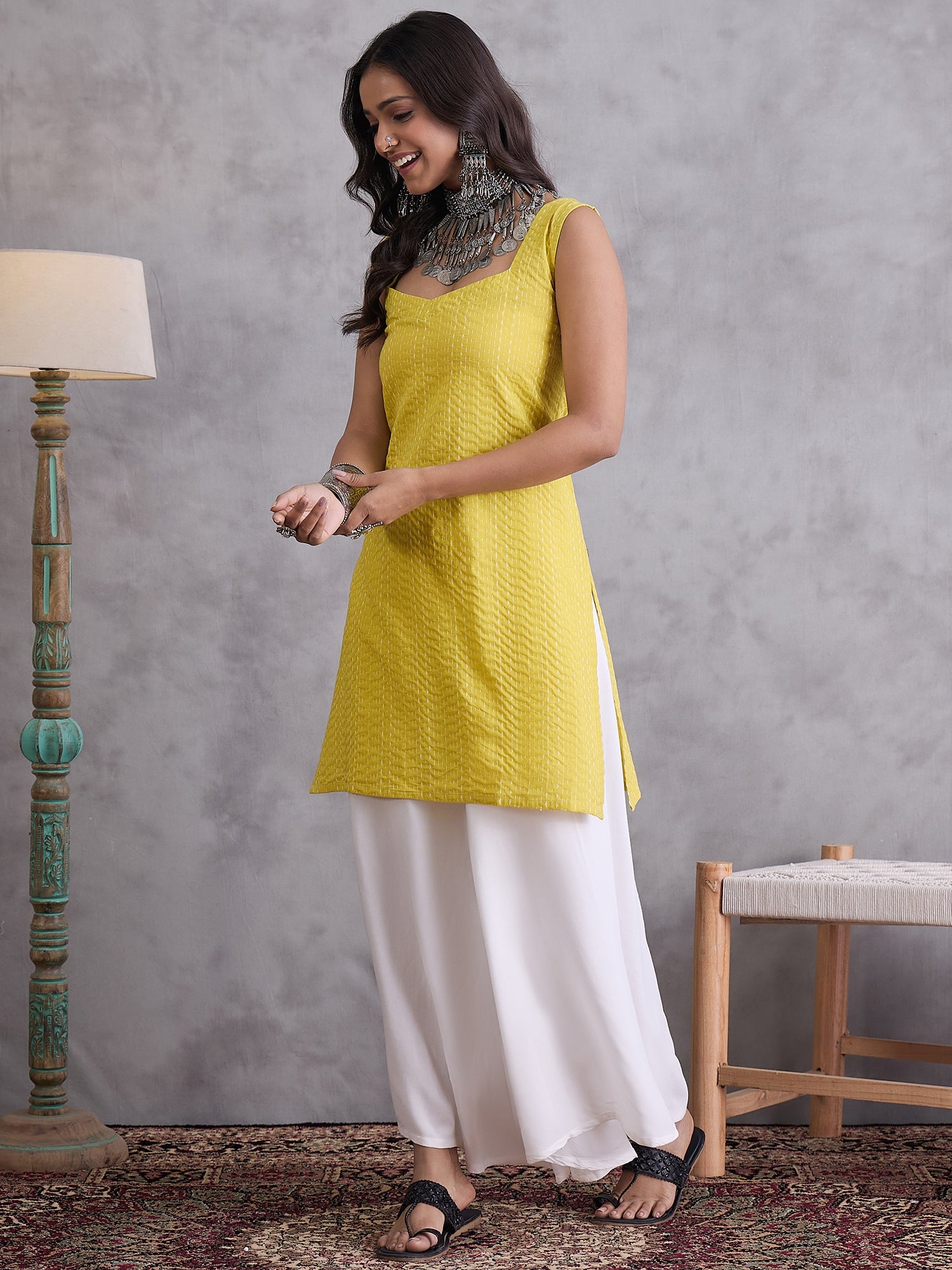 Yellow Kantha Kurta