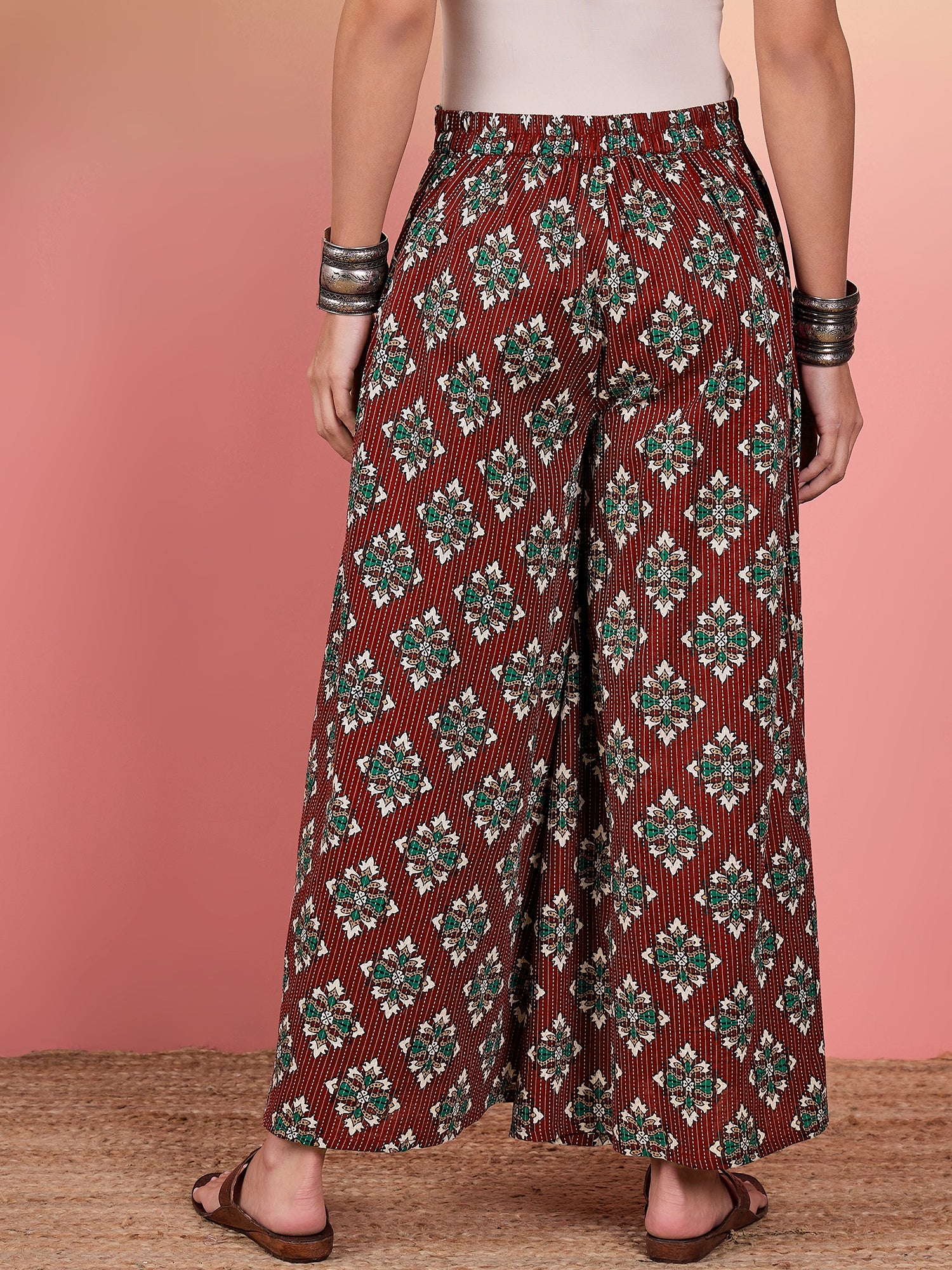 Burgundy Kantha Boota Palazzo