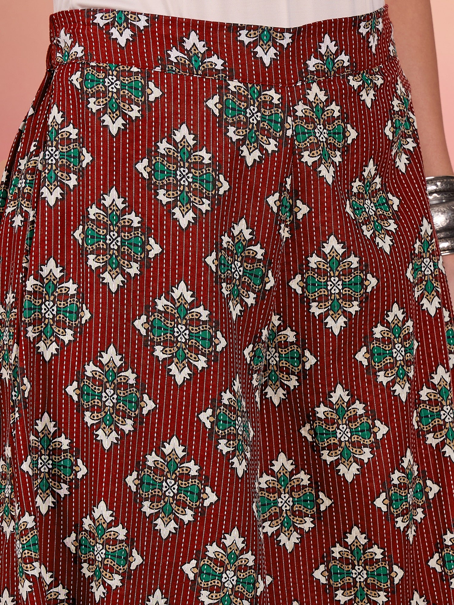 Burgundy Kantha Boota Palazzo