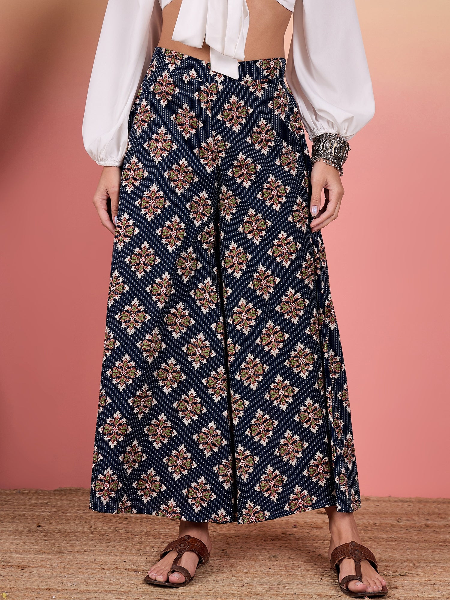 Indigo Kantha Boota Print Palazzo