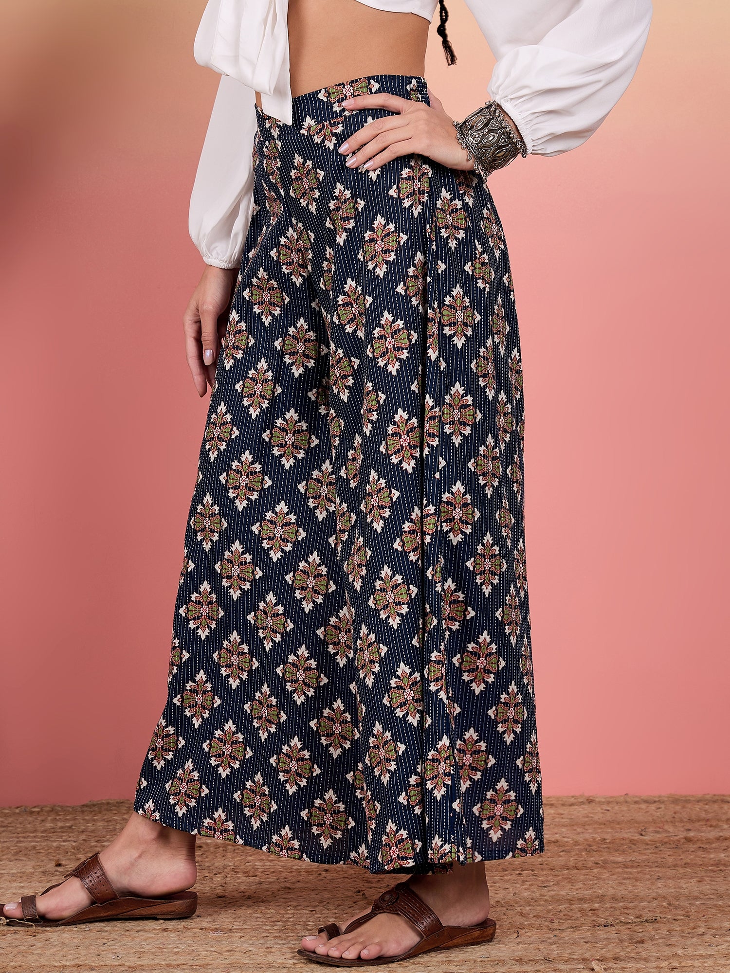 Indigo Kantha Boota Print Palazzo