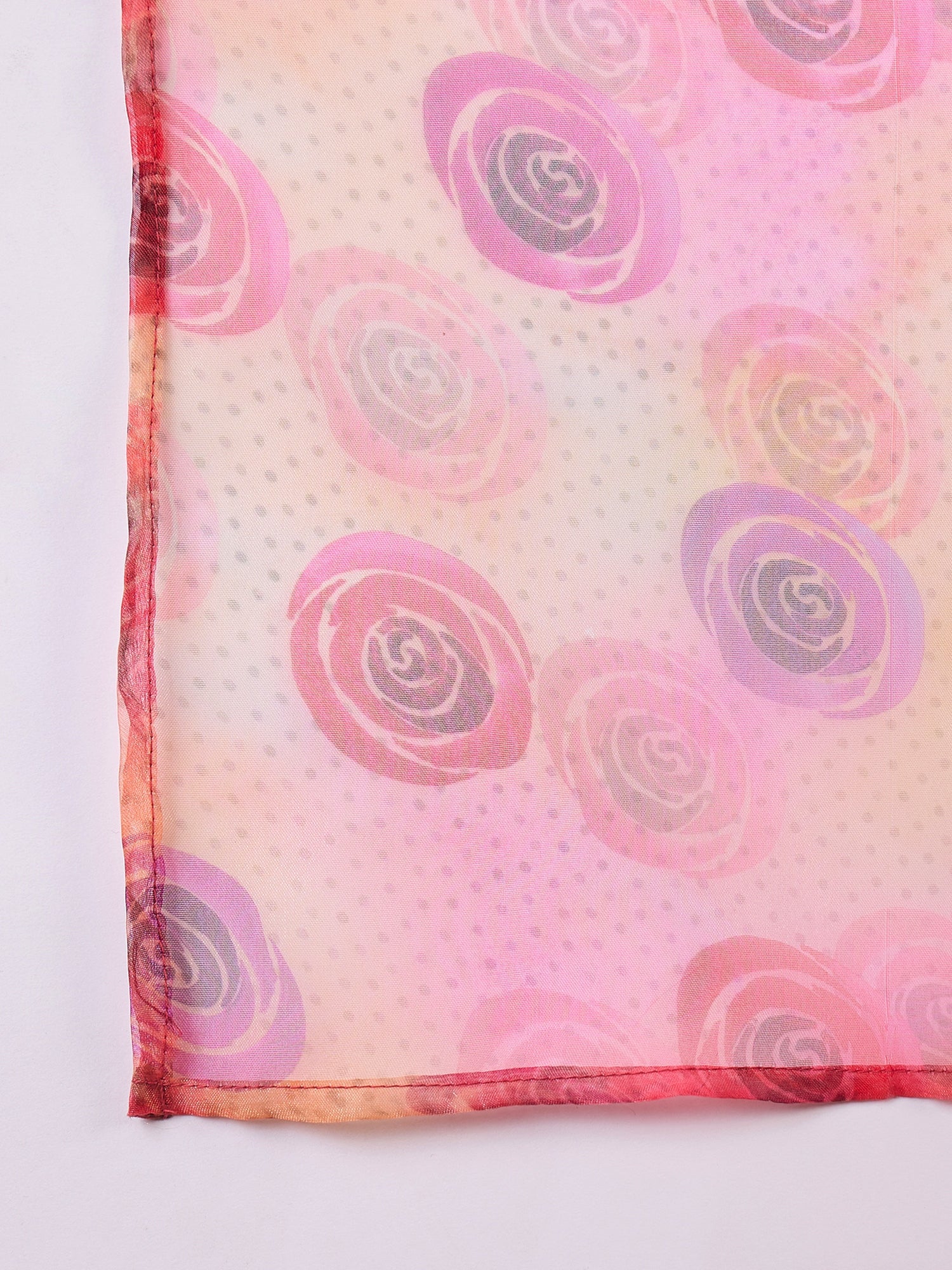 Peach Pink Floral Print Dupatta