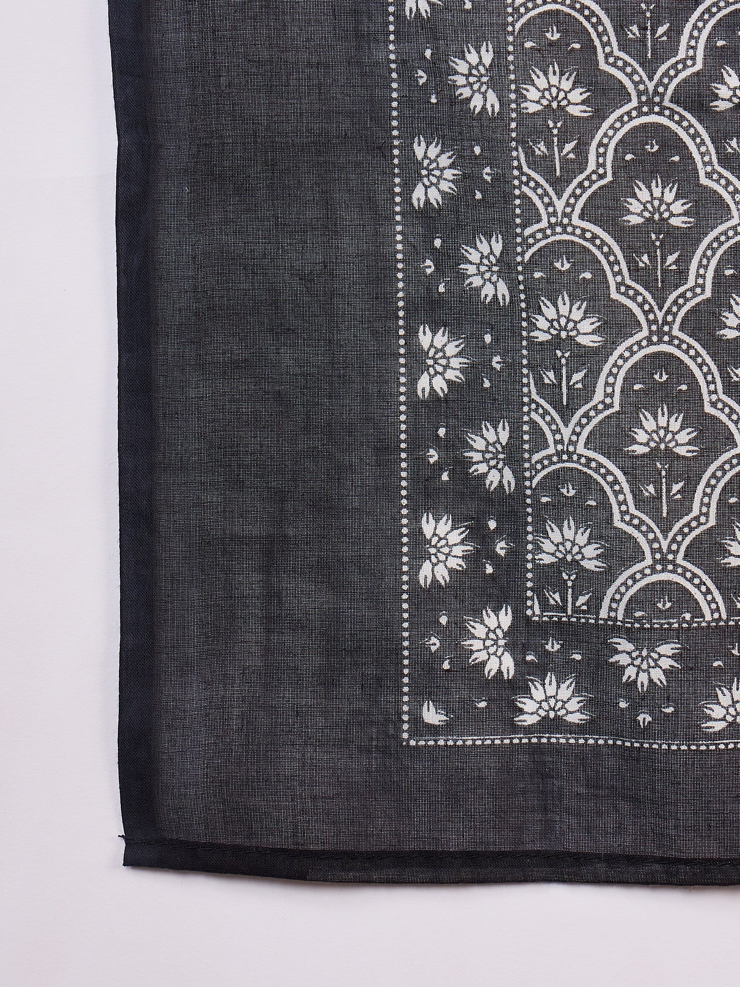 Black Chintz Print Cotton Dupatta