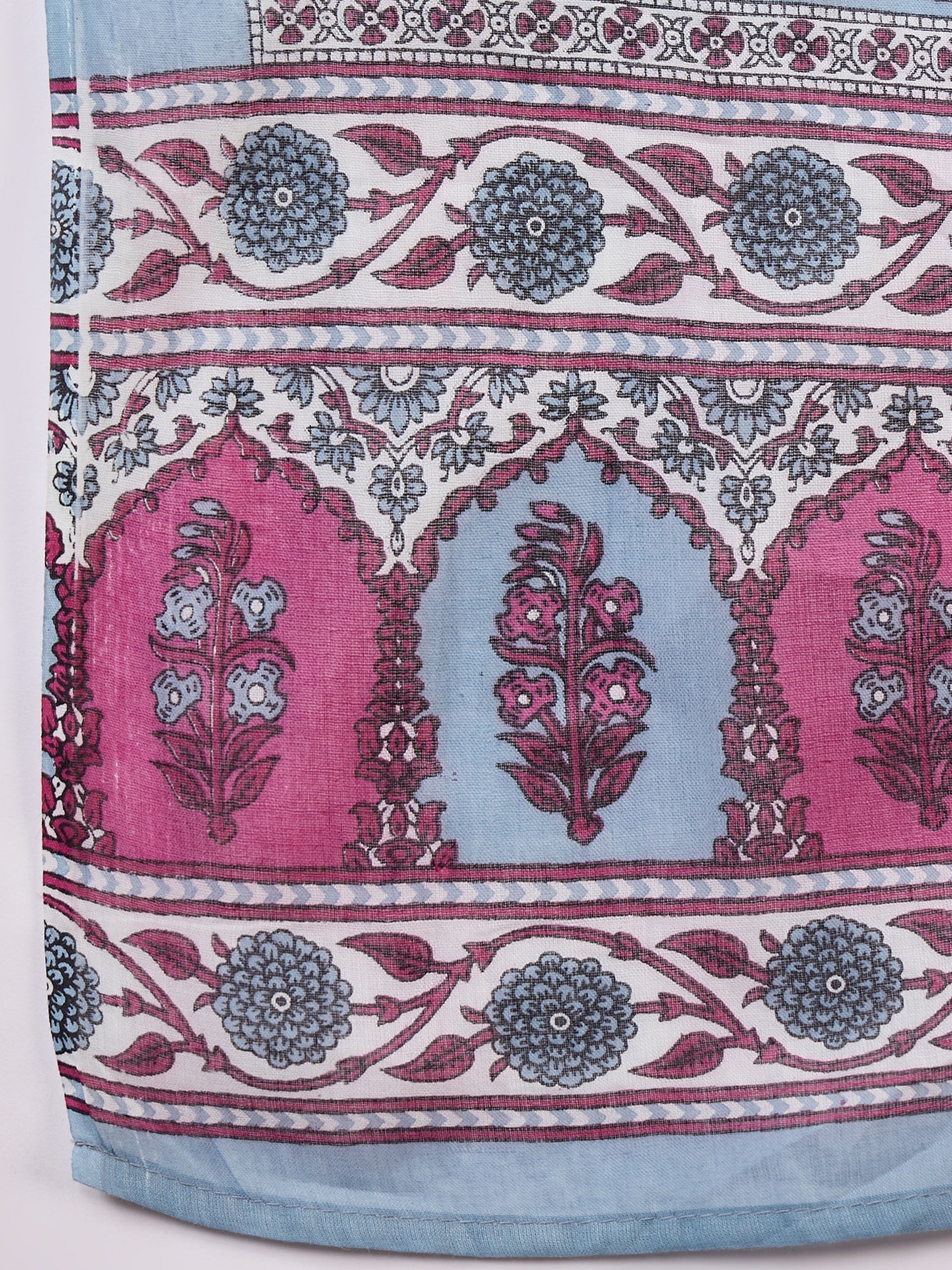 Teal Dull Pink Chintz Print Cotton Dupatta