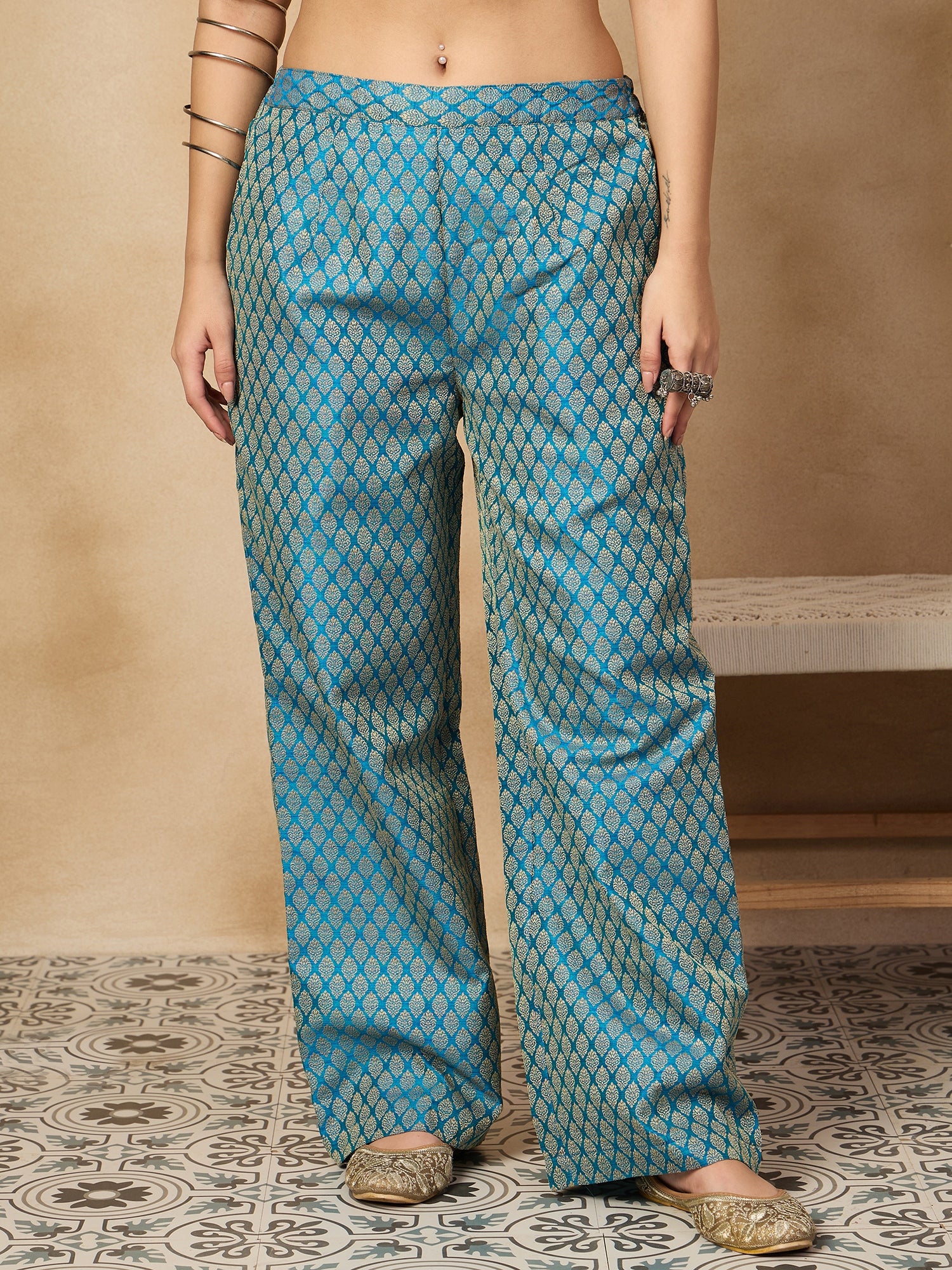 Maya Blue Brocade Pant