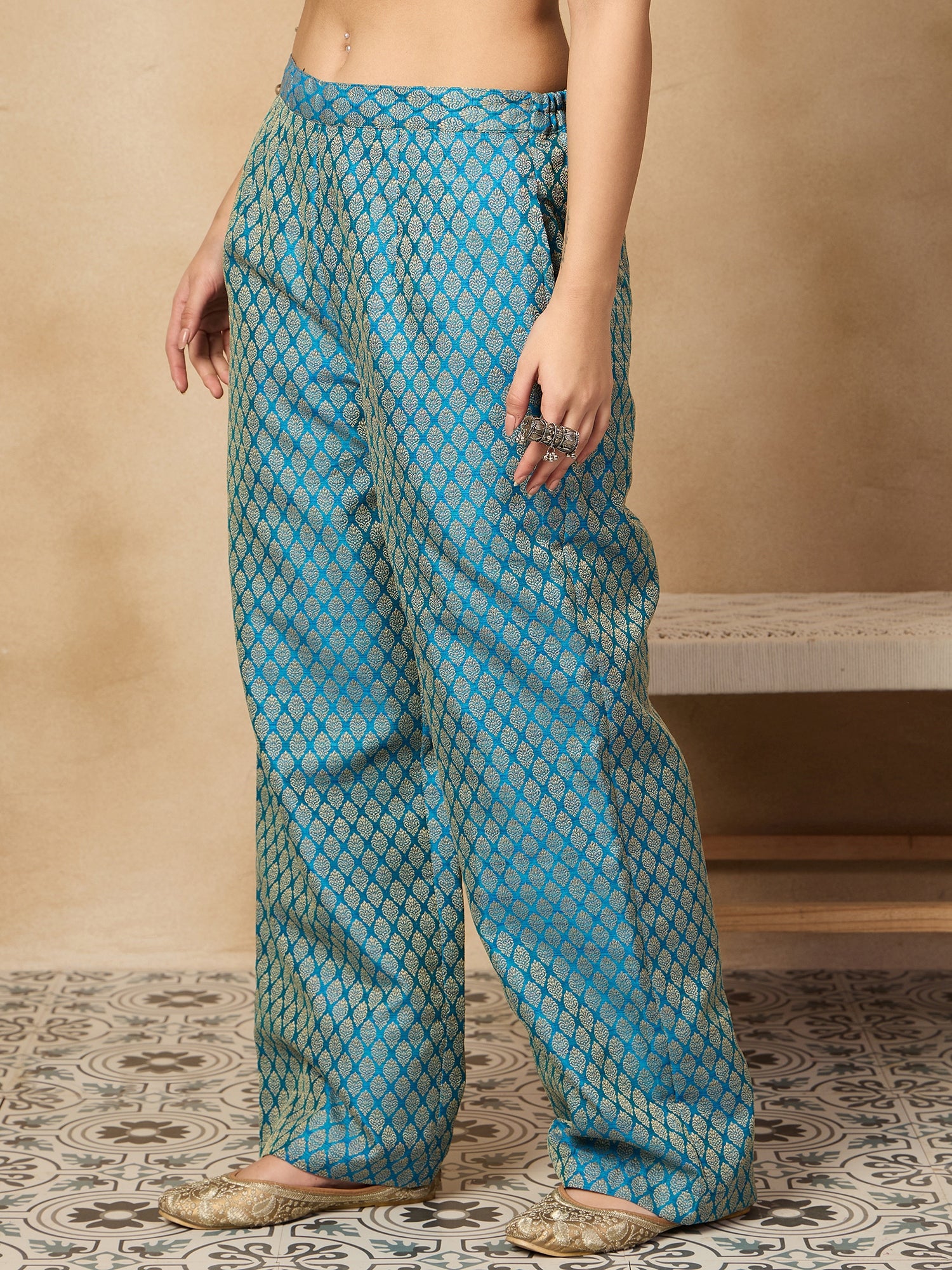 Maya Blue Brocade Pant