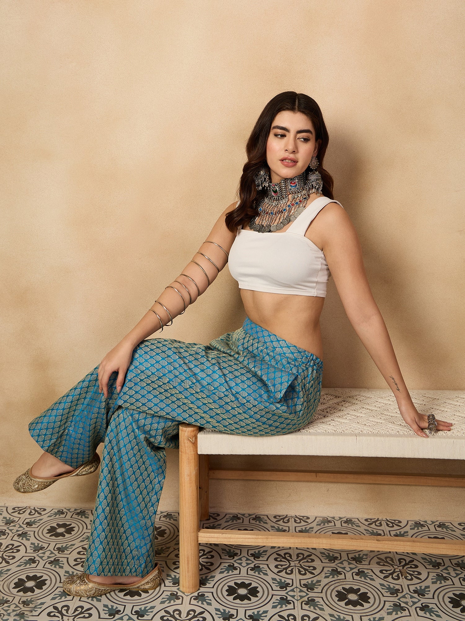 Maya Blue Brocade Pant