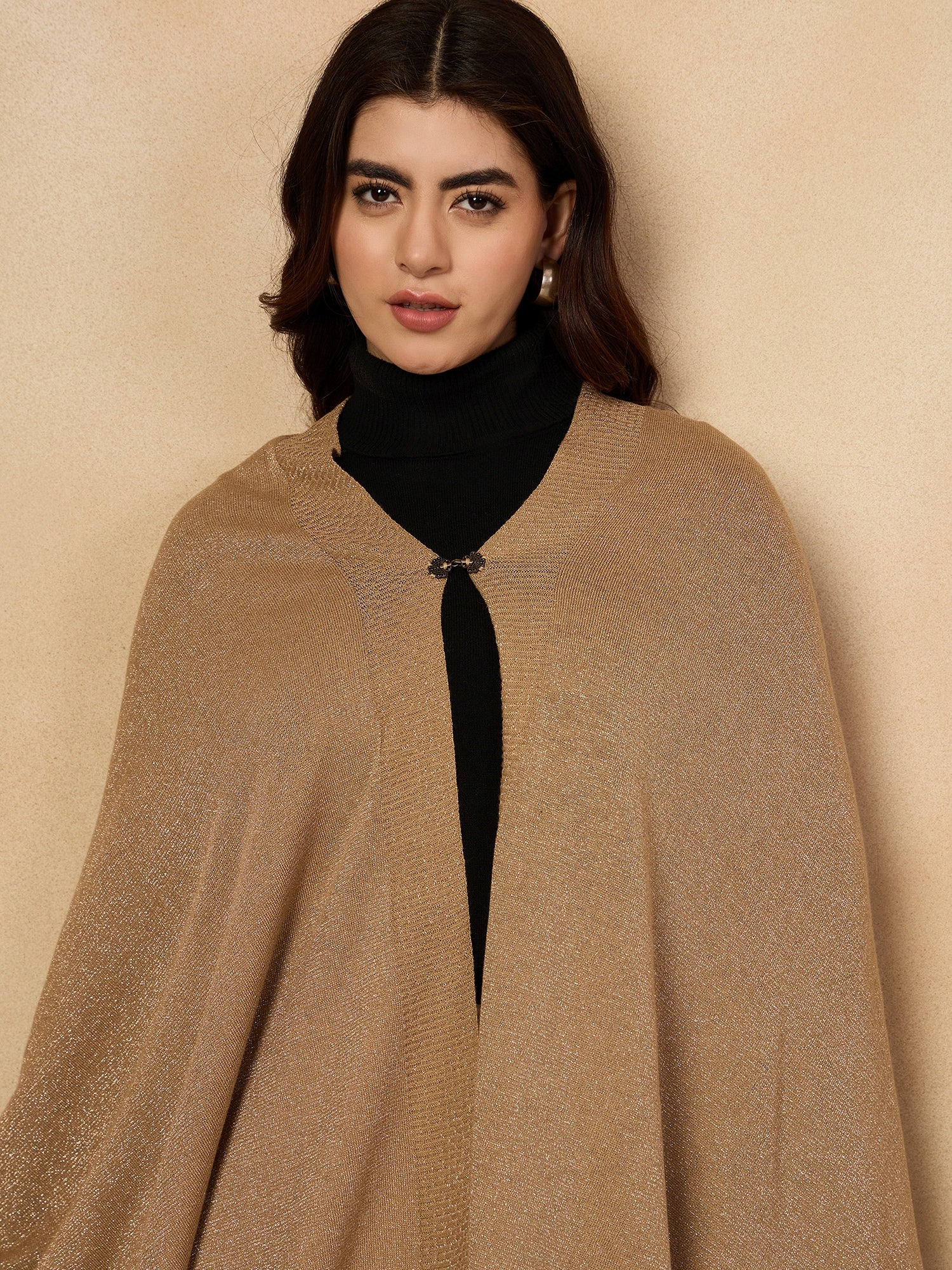 Beige Shimmer Poncho