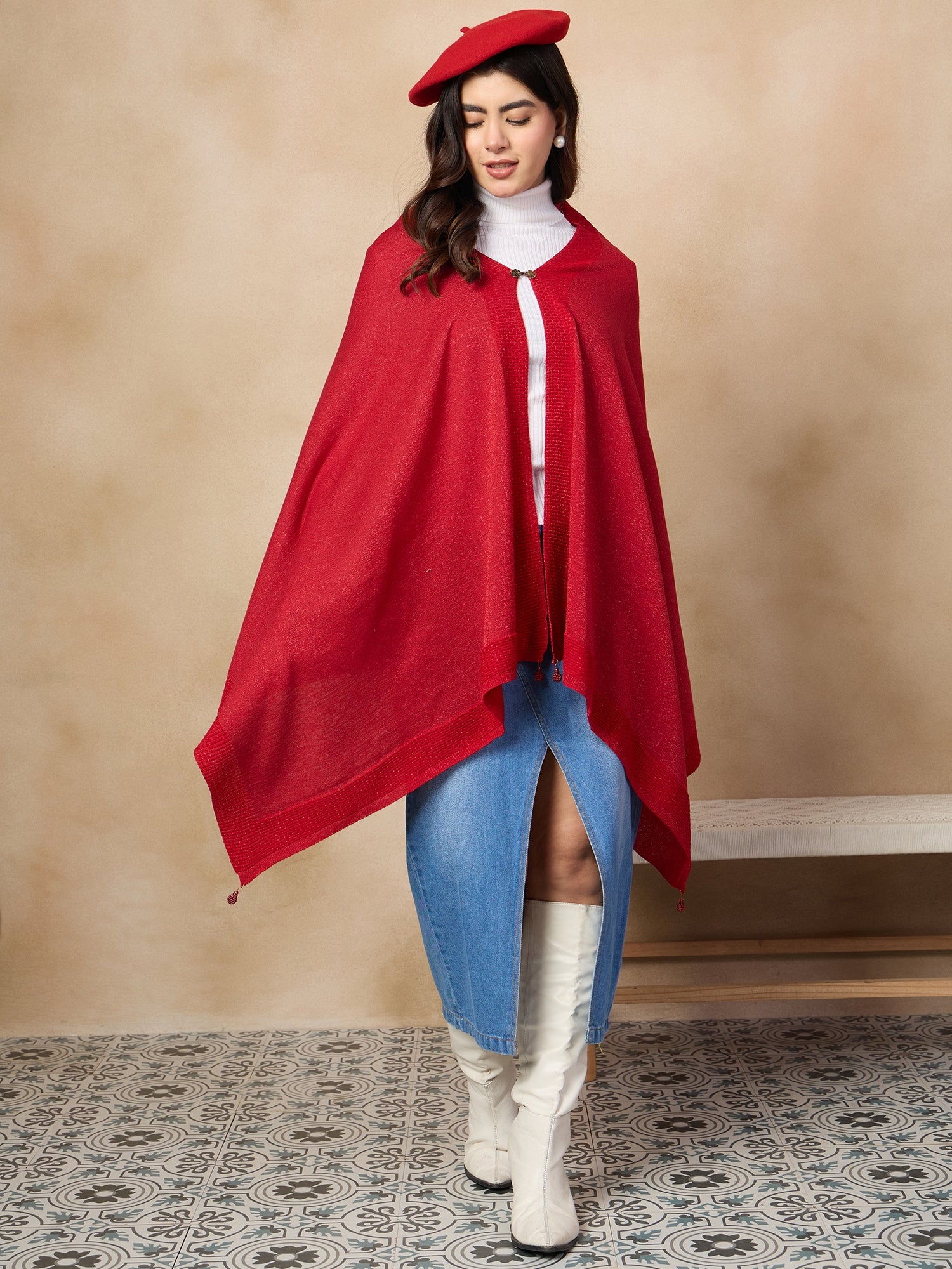 Red Shimmer Poncho