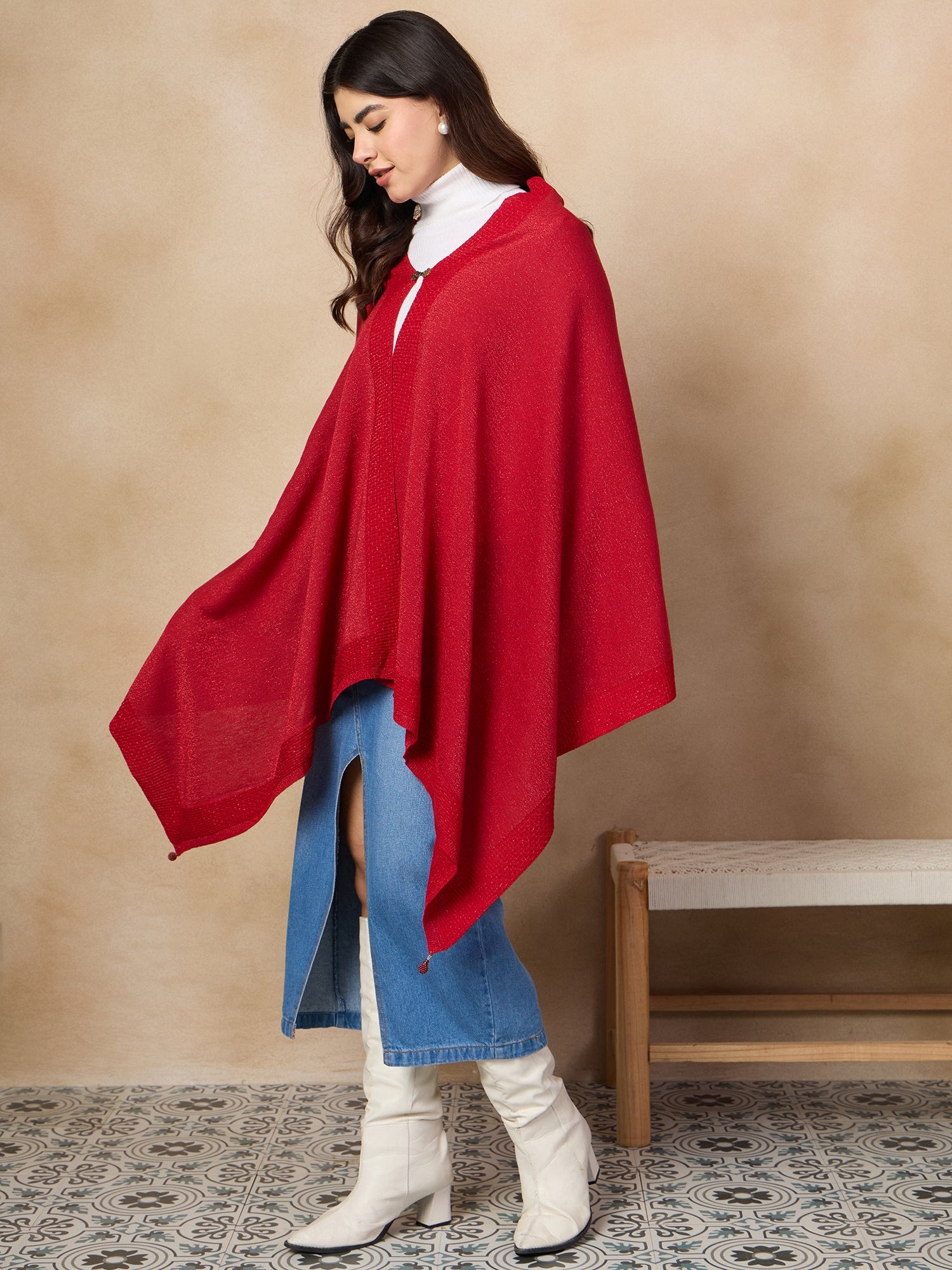 Red Shimmer Poncho