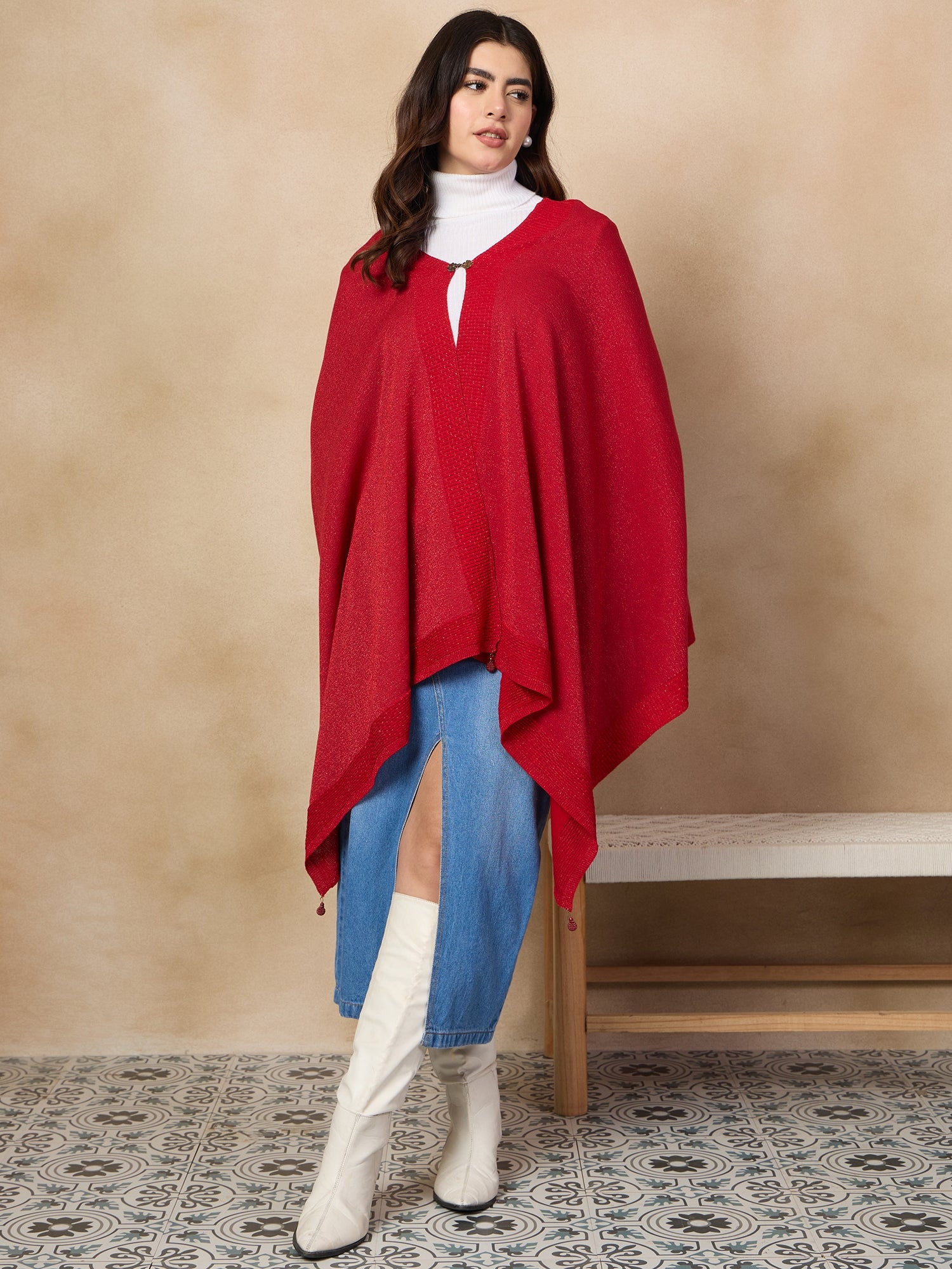 Red Shimmer Poncho