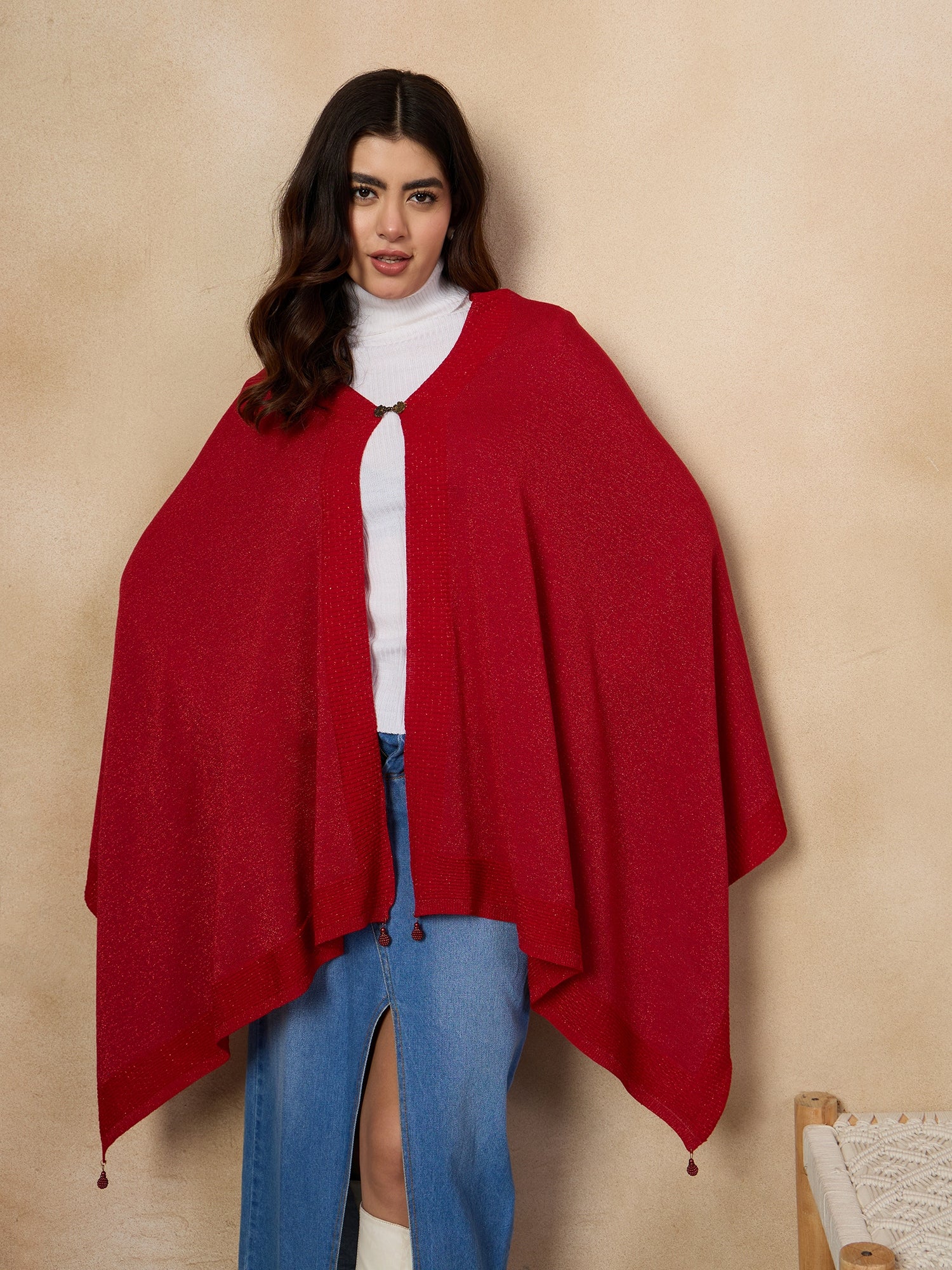 Red Shimmer Poncho