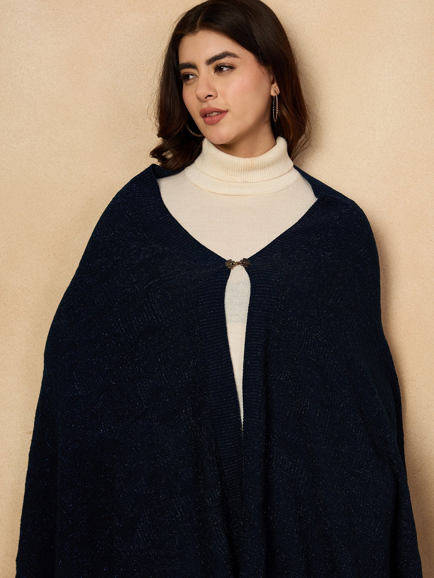 Navy Blue Shimmer Poncho