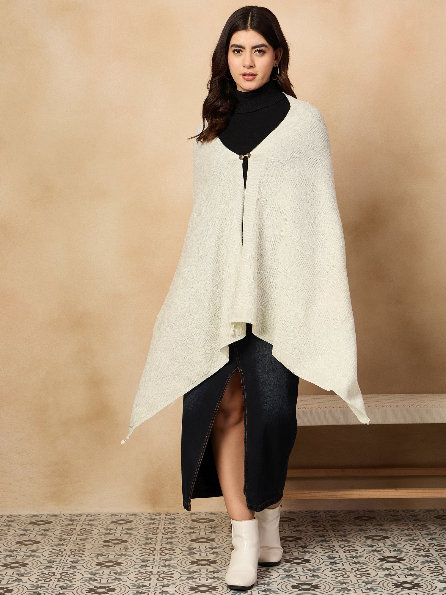 White Shimmer Poncho