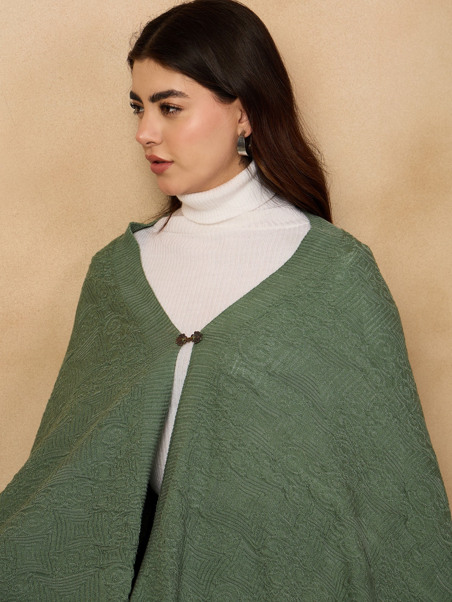 Dull Green Shimmer Poncho