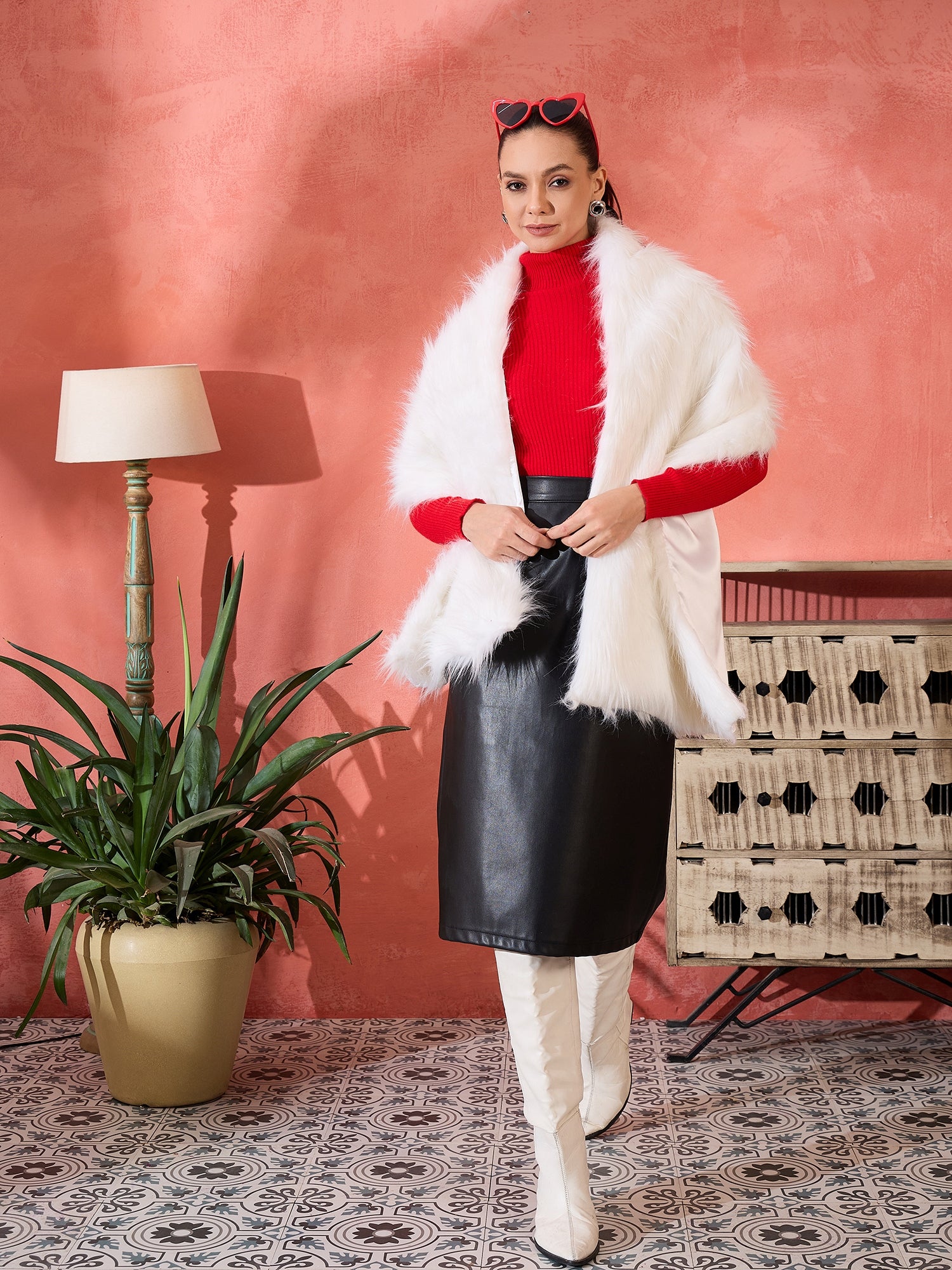 Pure White Faux Fur Cape