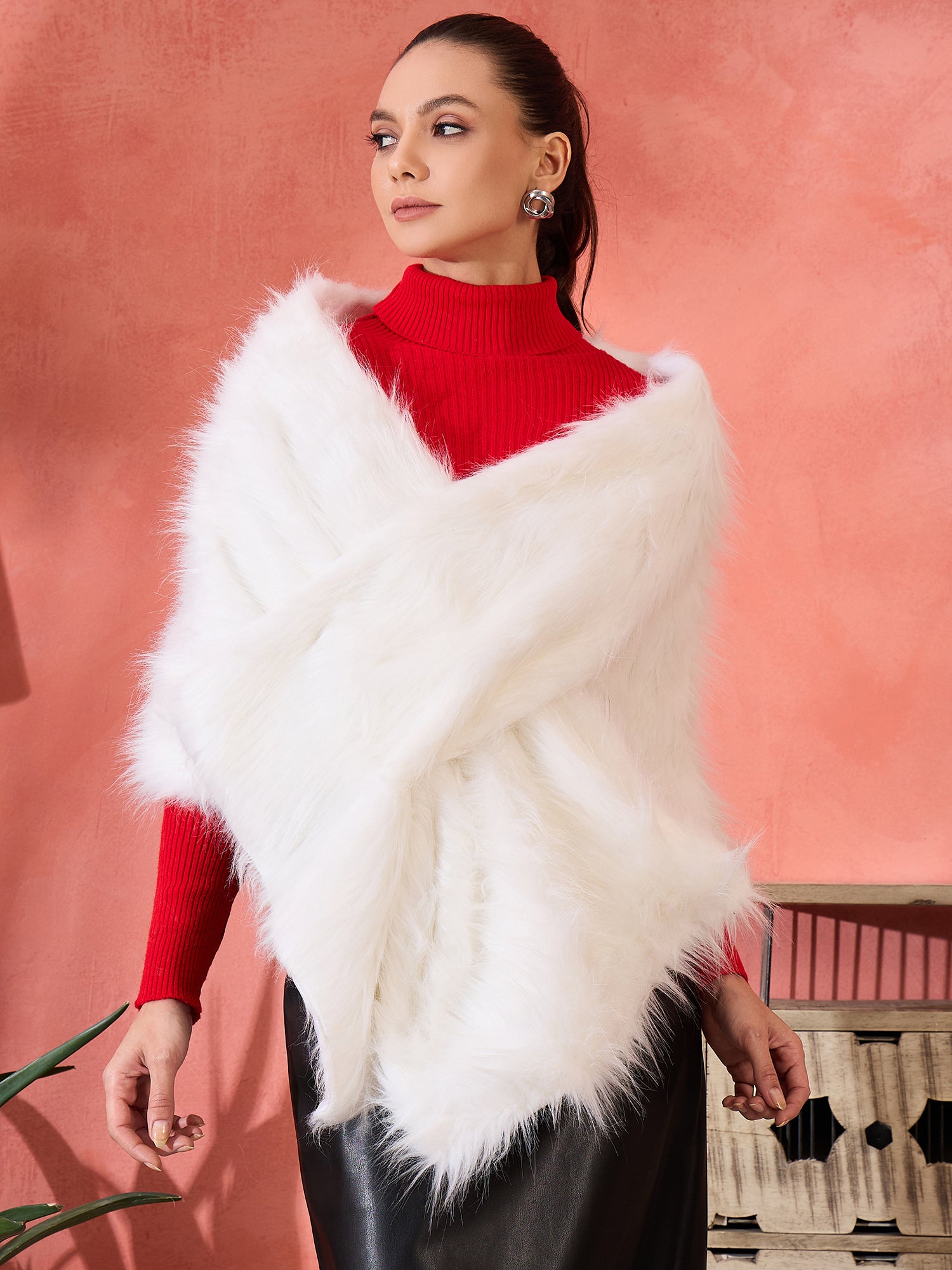 Pure White Faux Fur Cape