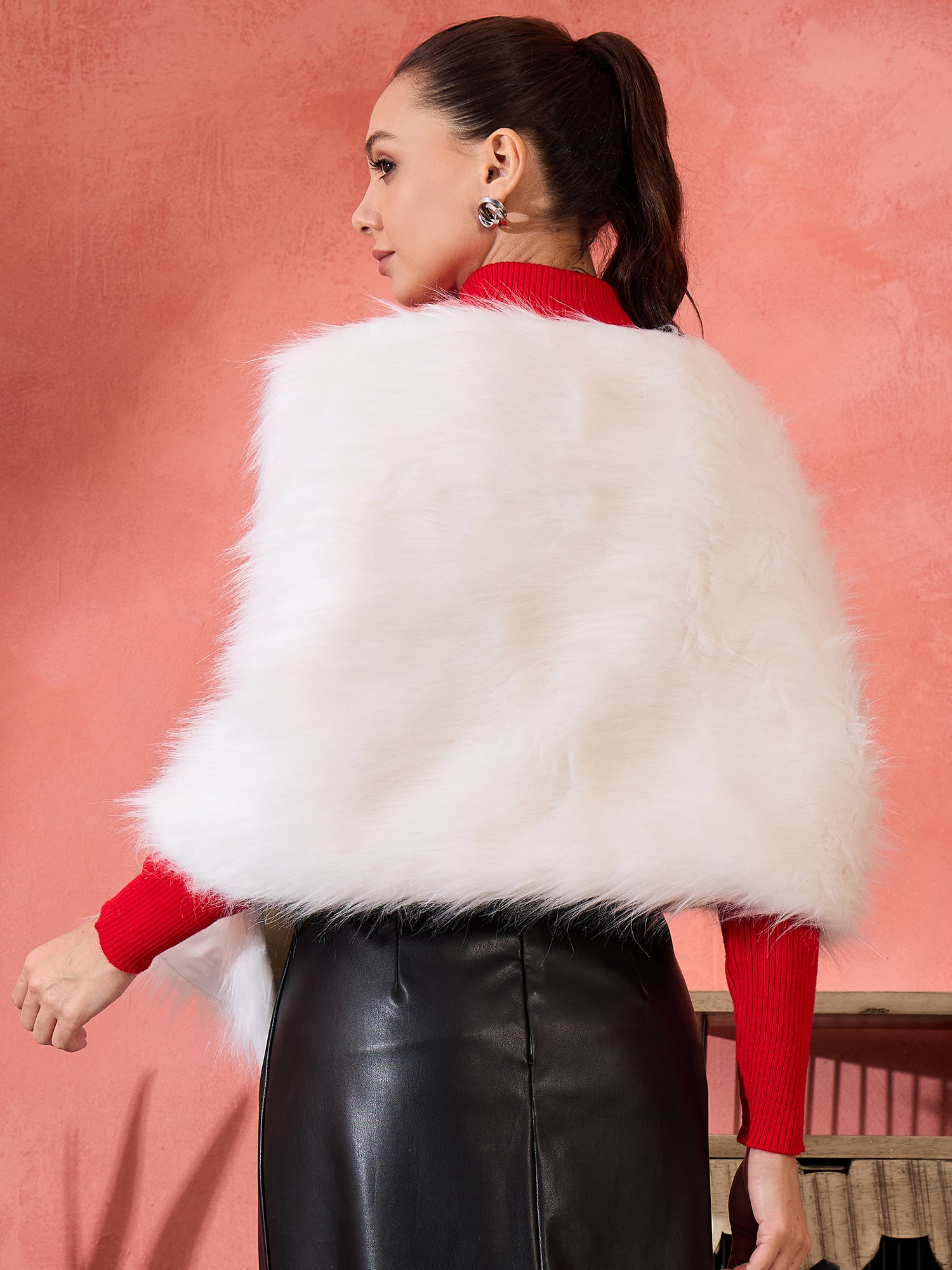 Pure White Faux Fur Cape