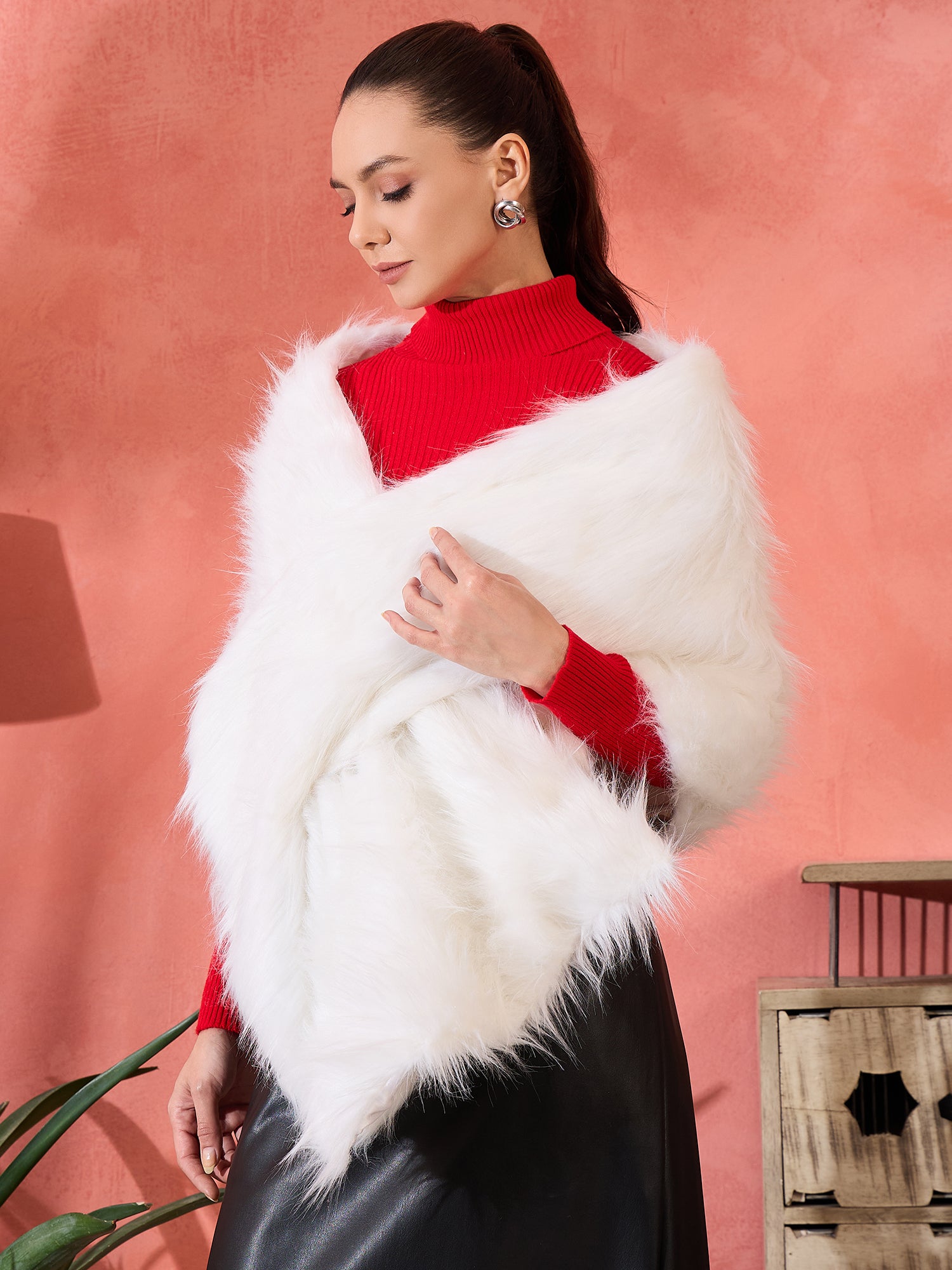 Pure White Faux Fur Cape