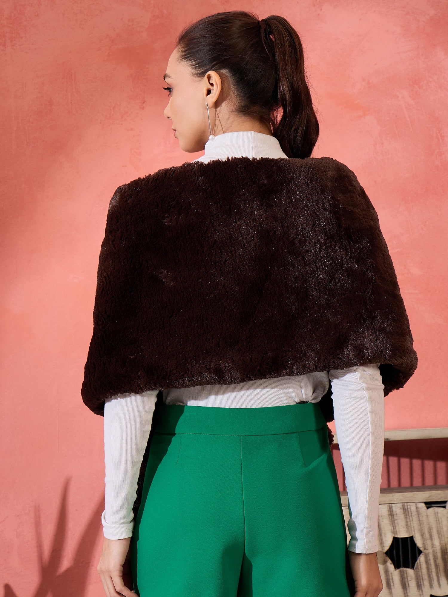 Coffee Brown Rabit Fur Cape