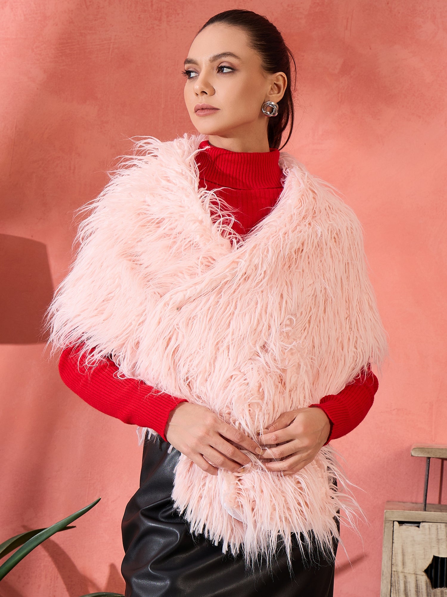 Pastel Peach Thread Fur Cape