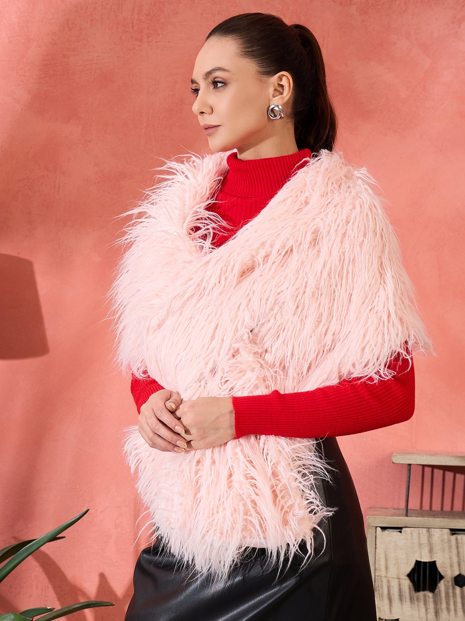 Pastel Peach Thread Fur Cape