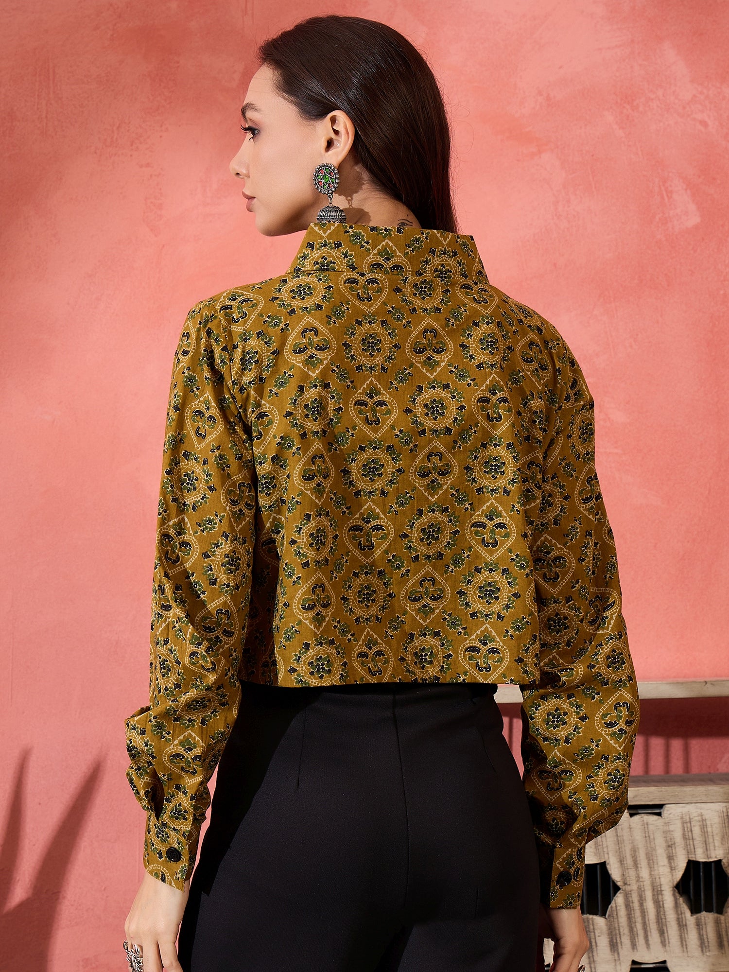 Dark Yellow Kalamkari Pocket Jacket