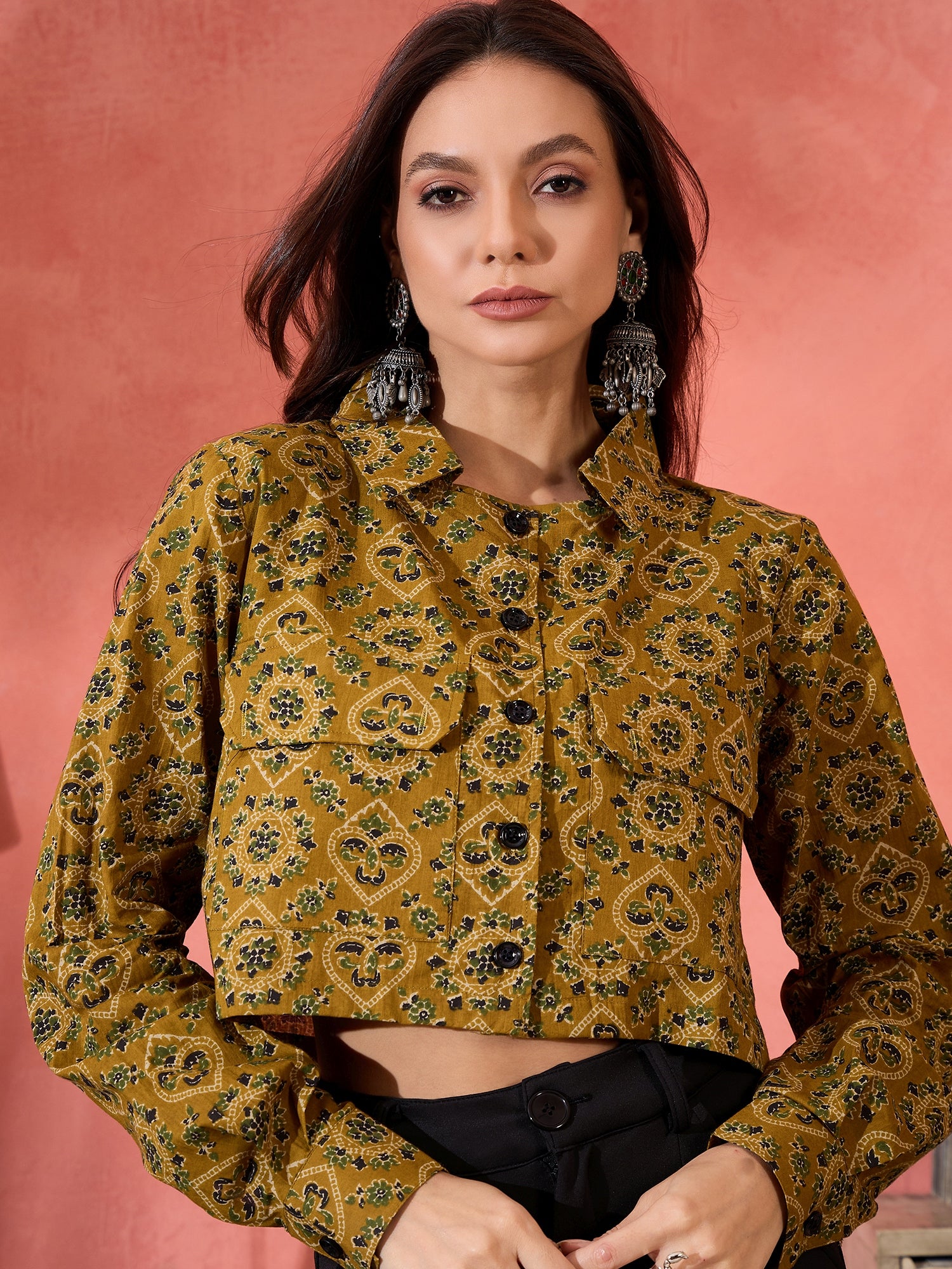 Dark Yellow Kalamkari Pocket Jacket