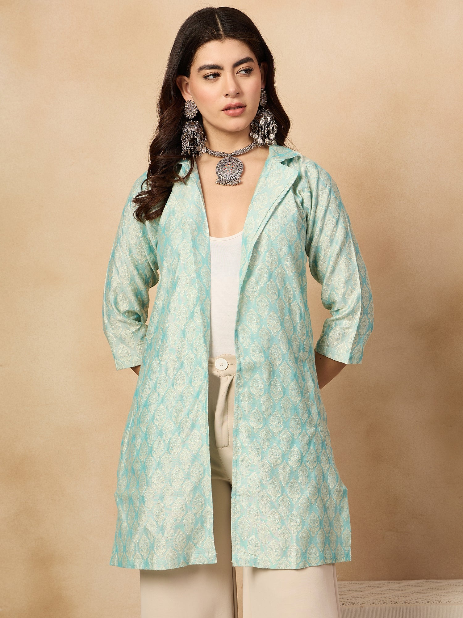 Powder Blue Jacquard Jacket