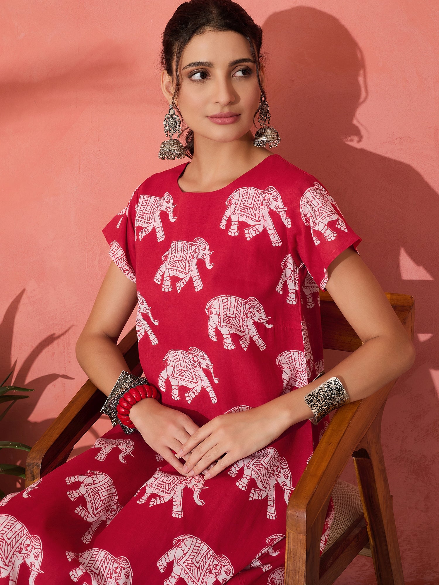 RED ELEPHANT PRINT DRESS