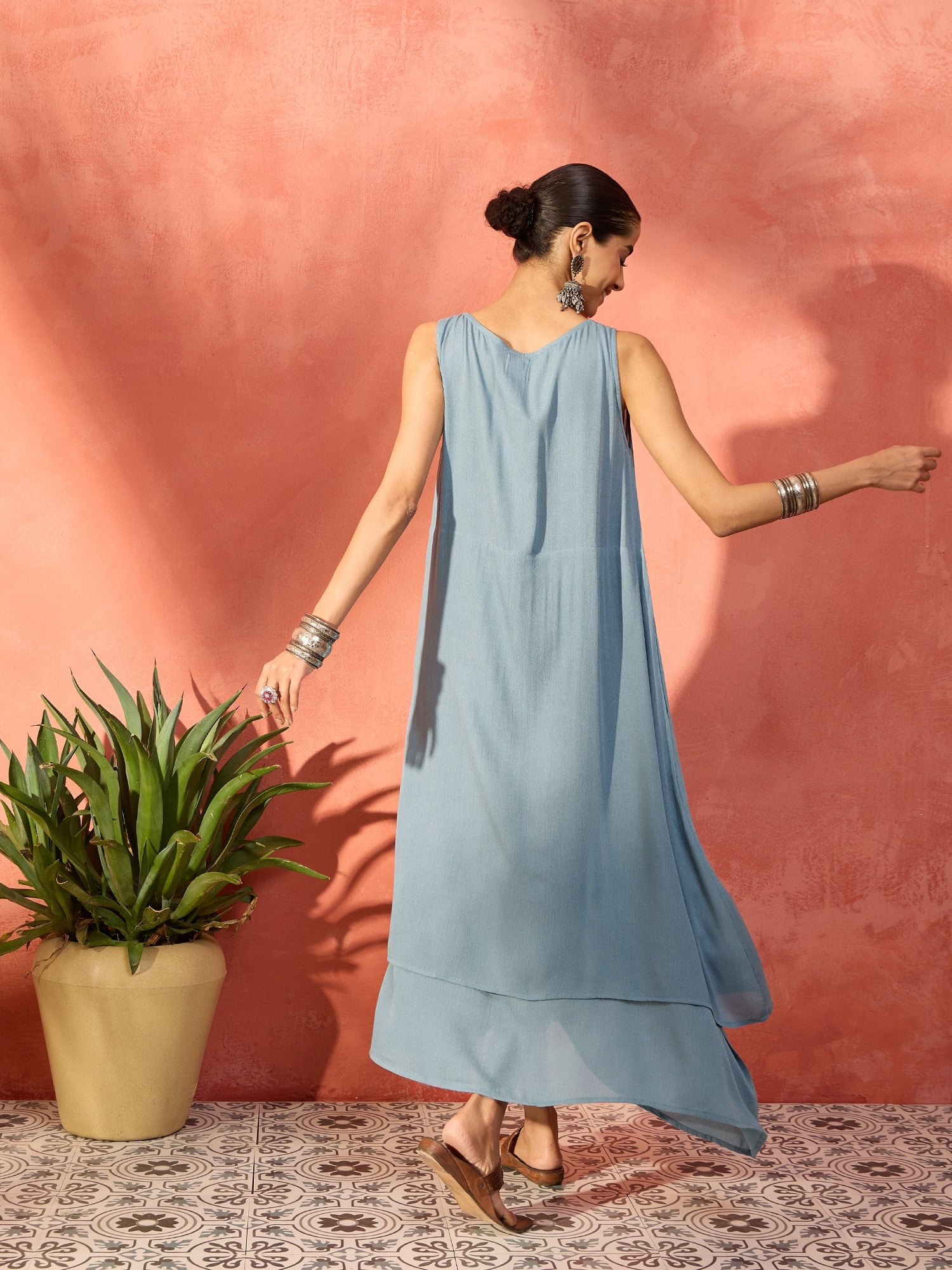 Cadet Blue Double Layer Dress