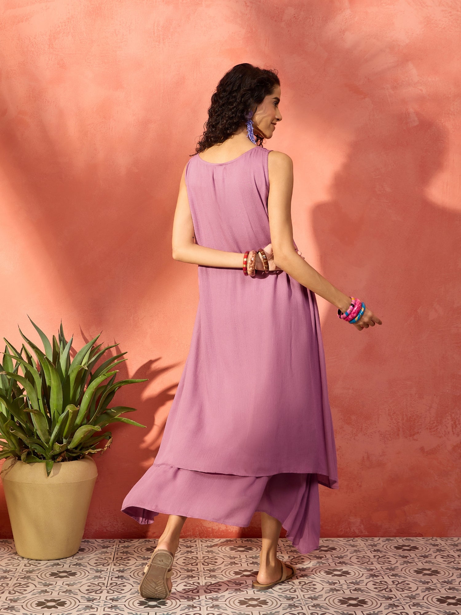 Dull Pink Double Layer Dress