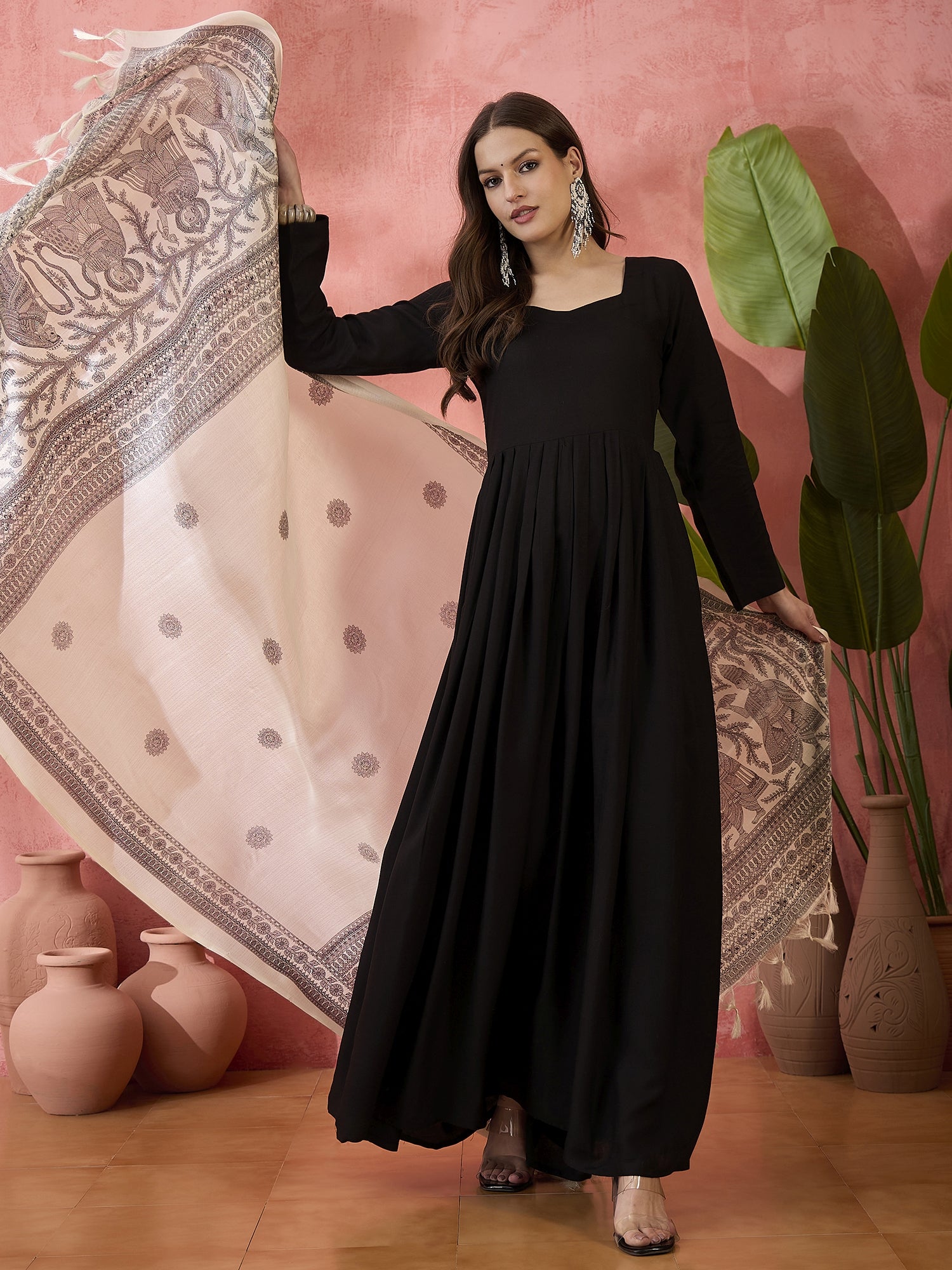 Black In Sweetheart Kurta With D2 Dupatta